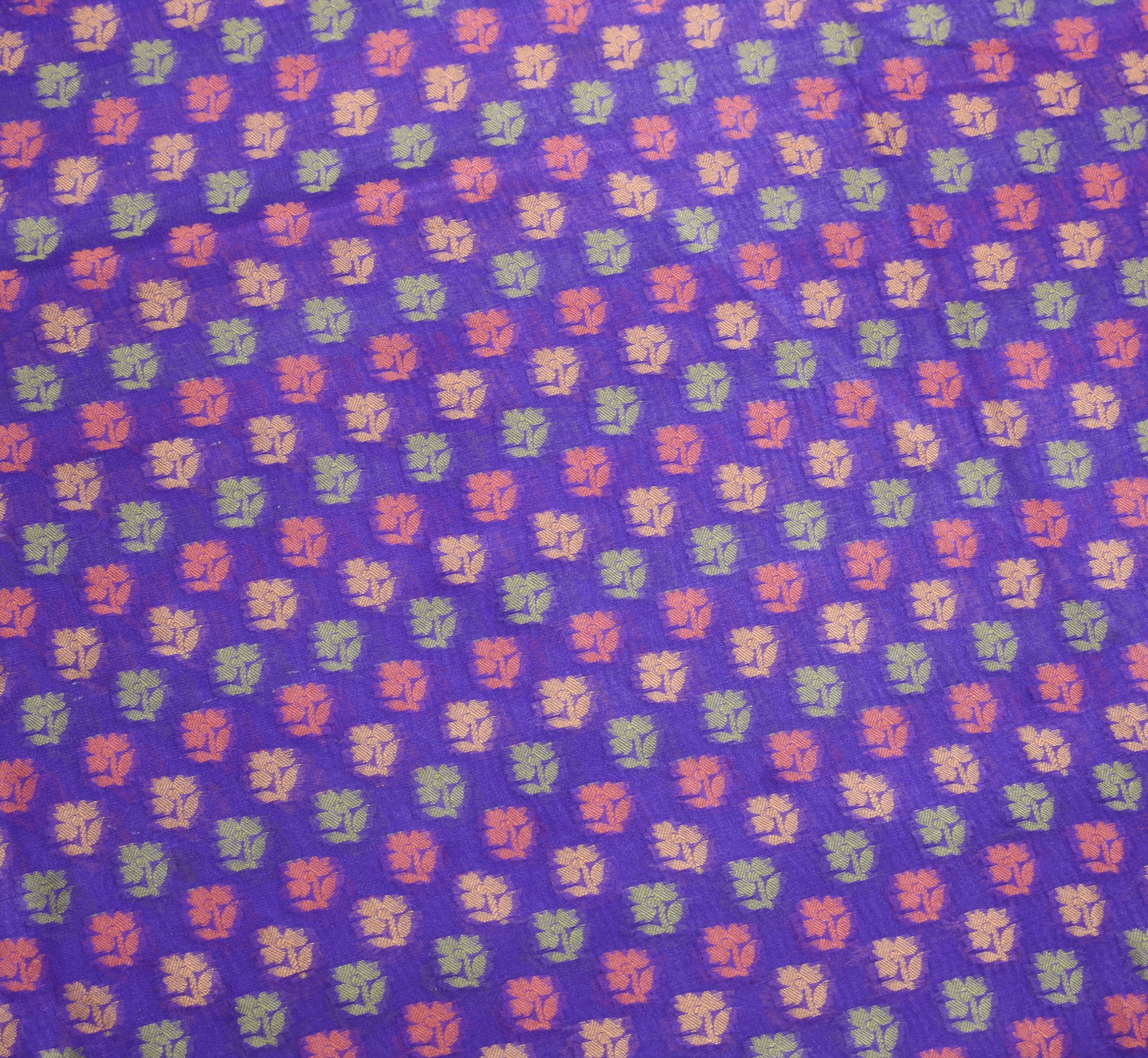 Sushila Vintage Pure Banarasi Chiffon Saree HEAVY Handloom Purple Sari Fabric