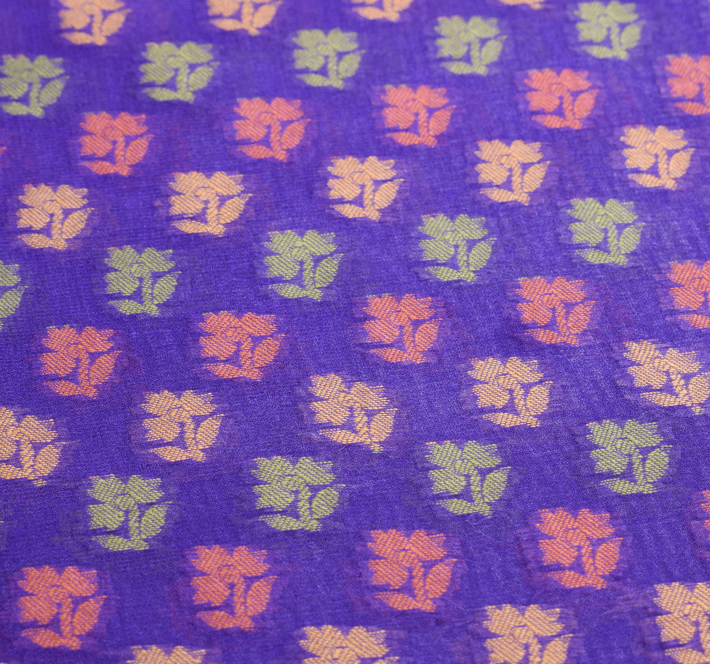 Sushila Vintage Pure Banarasi Chiffon Saree HEAVY Handloom Purple Sari Fabric