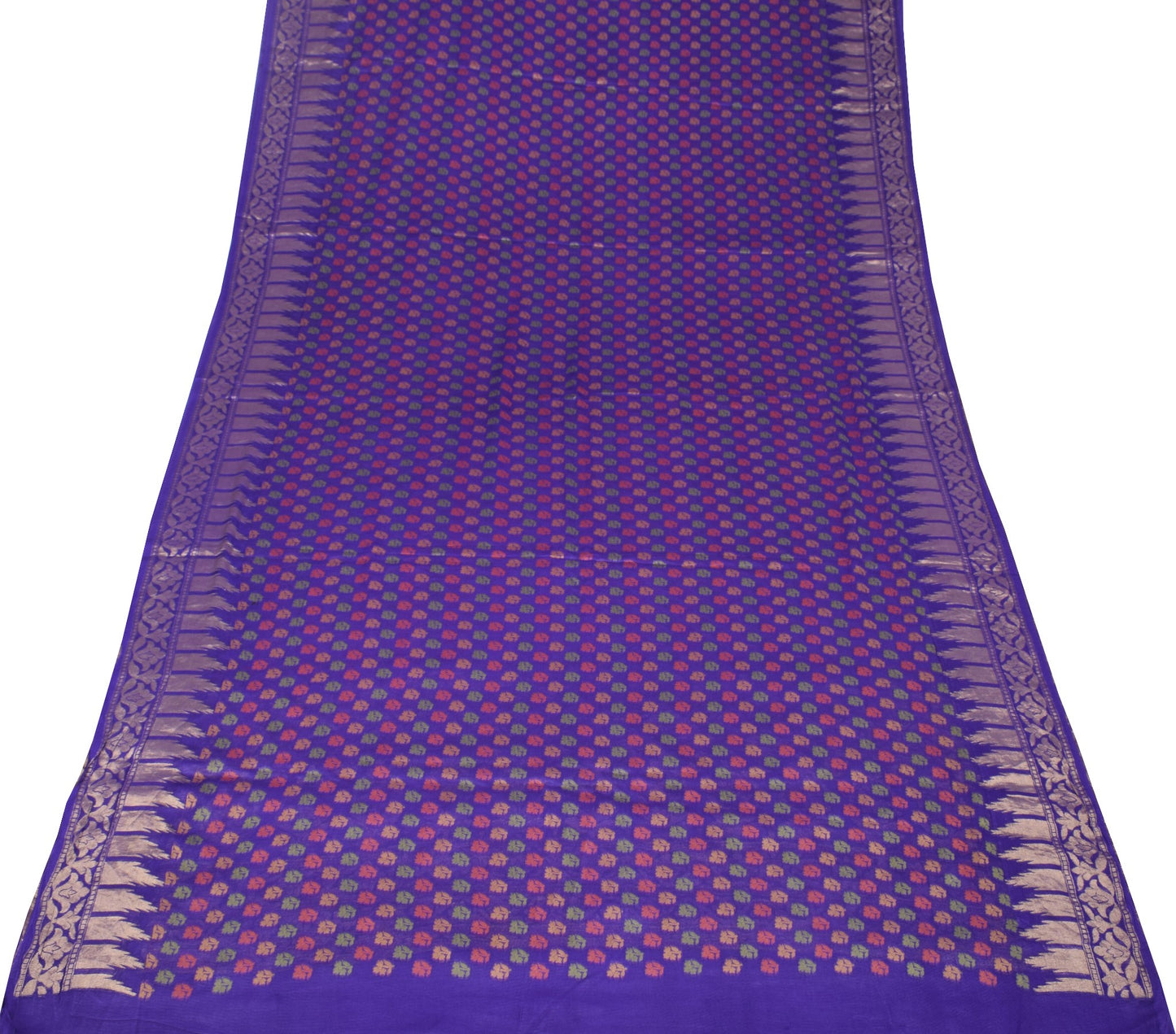 Sushila Vintage Pure Banarasi Chiffon Saree HEAVY Handloom Purple Sari Fabric