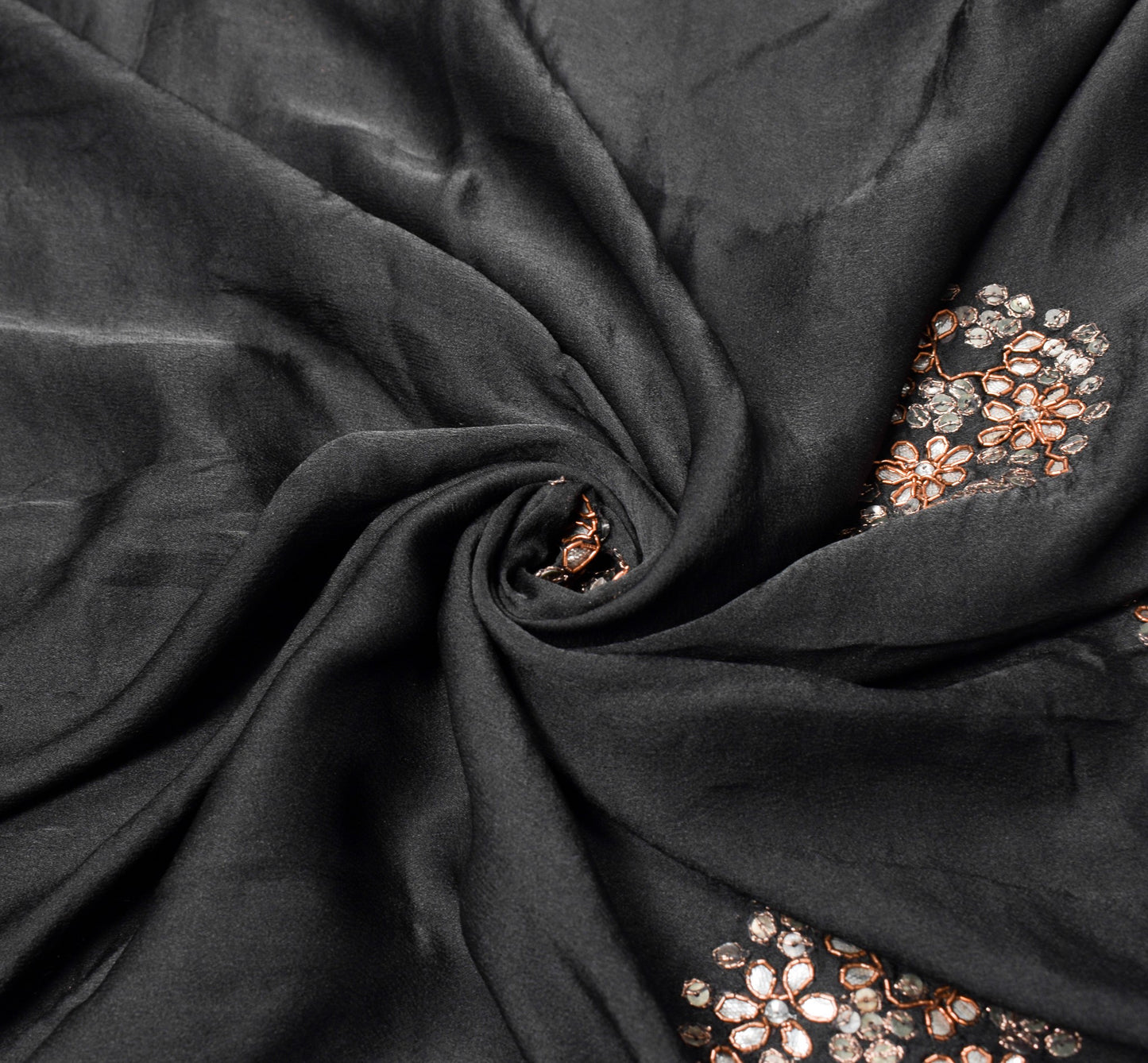 Sushila Vintage Black HEAVY Saree 100% Pure Silk Peacock Embroidered Sari Fabric