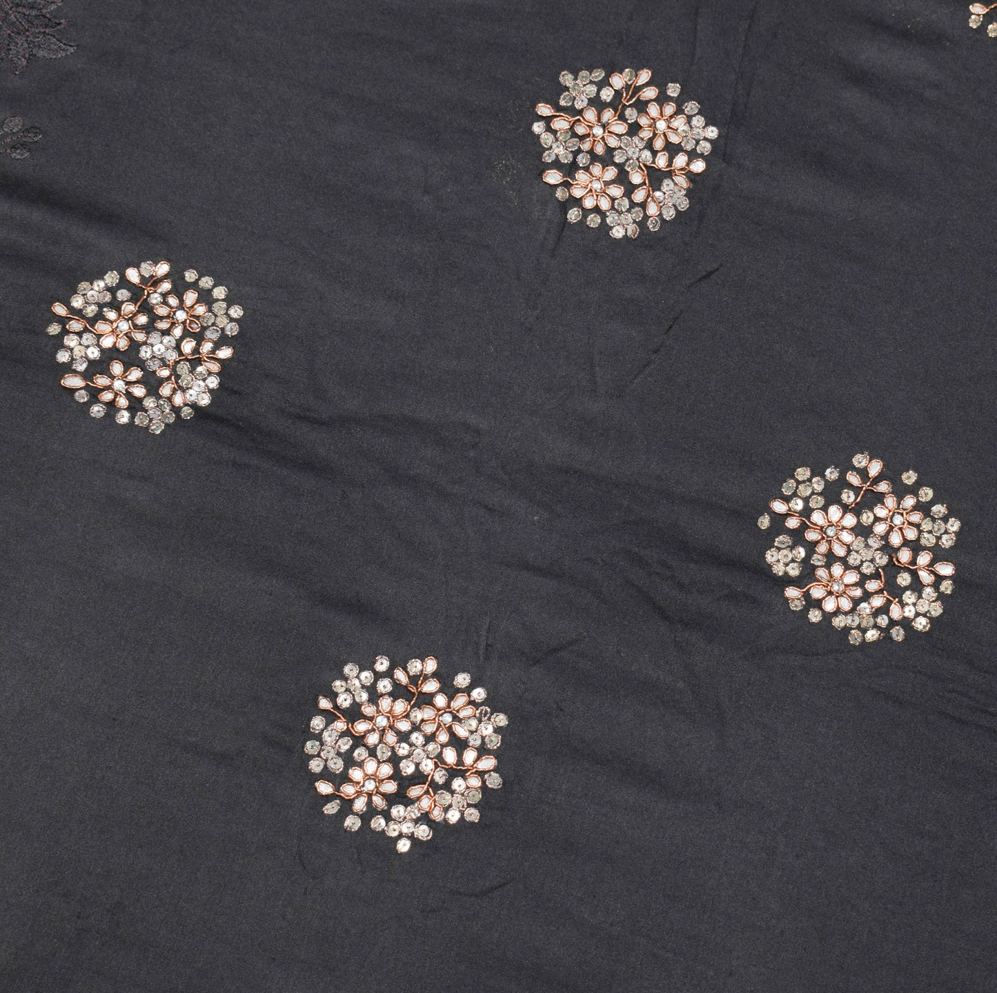 Sushila Vintage Black HEAVY Saree 100% Pure Silk Peacock Embroidered Sari Fabric