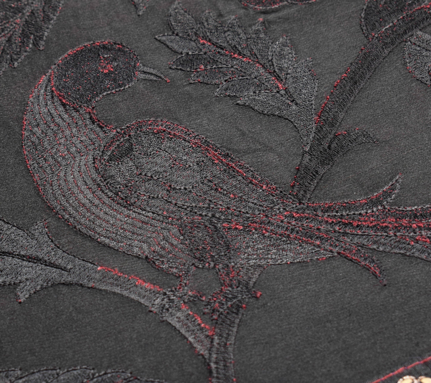 Sushila Vintage Black HEAVY Saree 100% Pure Silk Peacock Embroidered Sari Fabric
