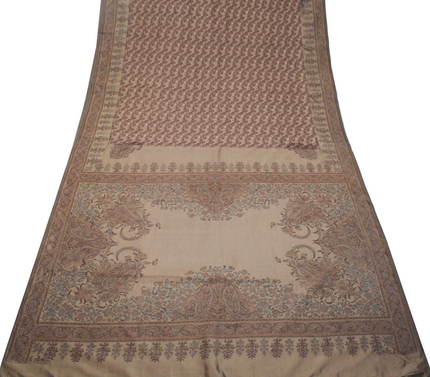 Sushila Vintage 100% Pure Silk Saree Floral Printed & Woven Sari Craft Fabric