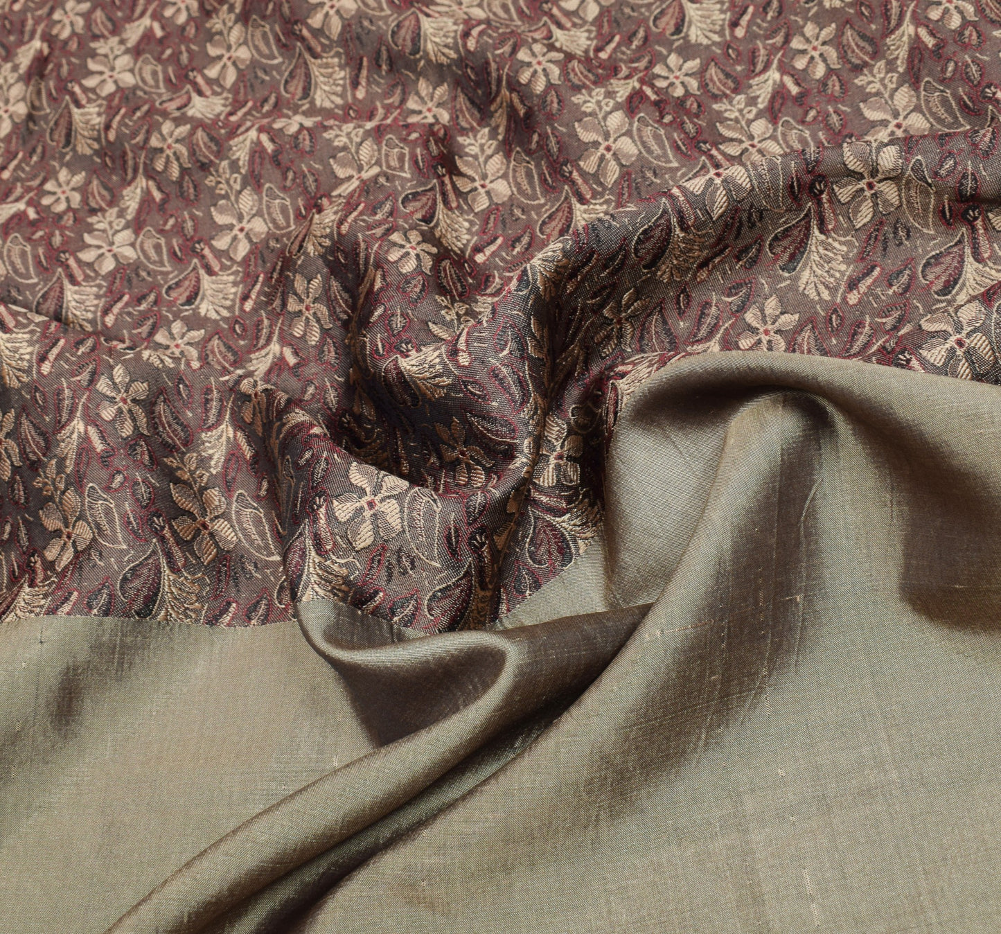 Sushila Vintage 100% Pure Silk Saree Floral Printed & Woven Sari Craft Fabric