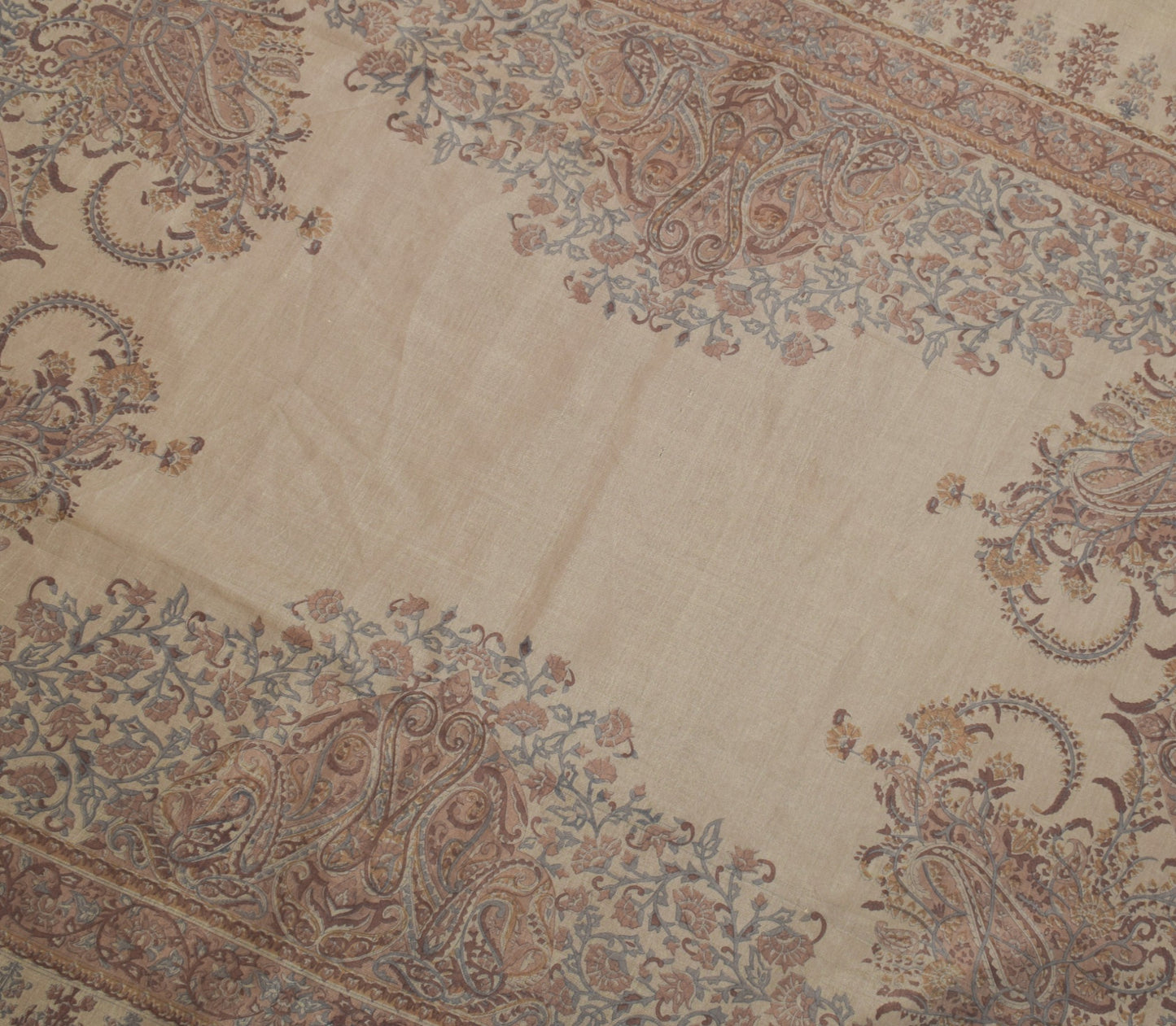 Sushila Vintage 100% Pure Silk Saree Floral Printed & Woven Sari Craft Fabric