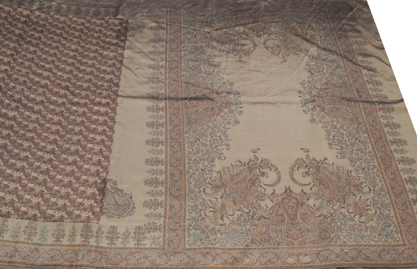 Sushila Vintage 100% Pure Silk Saree Floral Printed & Woven Sari Craft Fabric