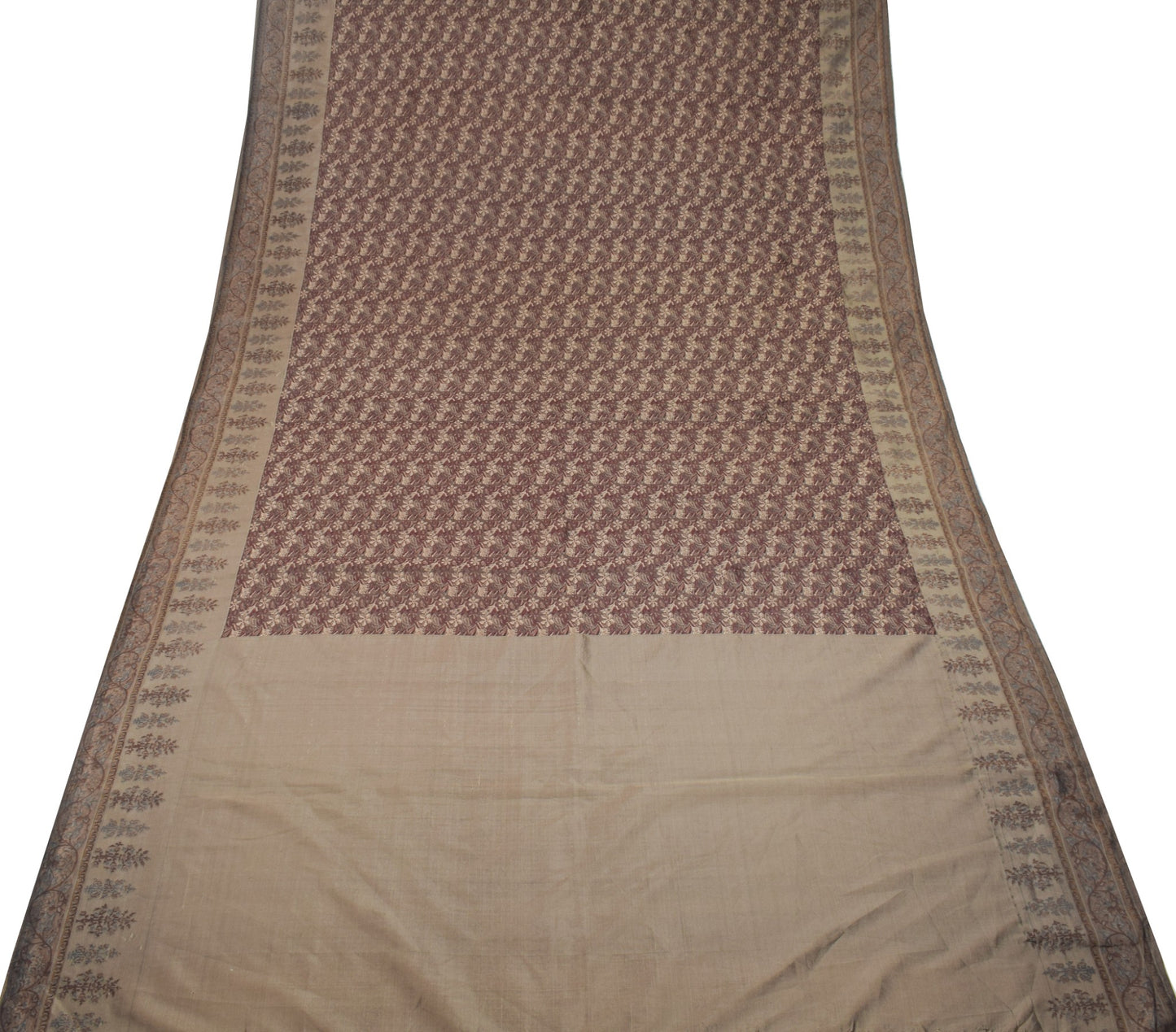 Sushila Vintage 100% Pure Silk Saree Floral Printed & Woven Sari Craft Fabric