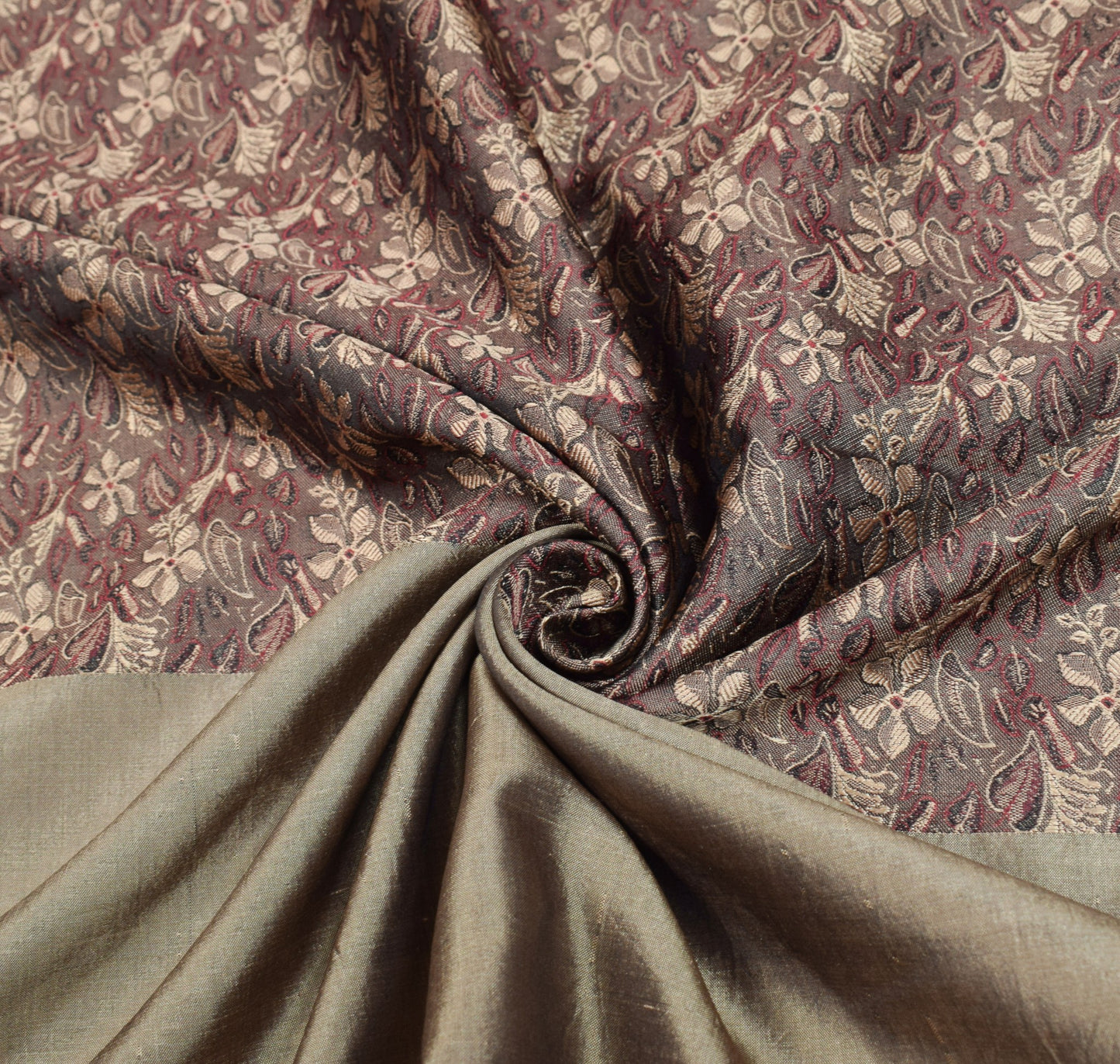Sushila Vintage 100% Pure Silk Saree Floral Printed & Woven Sari Craft Fabric