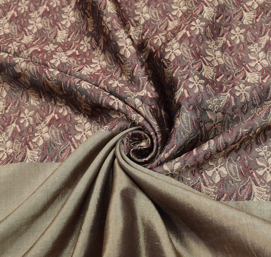 Sushila Vintage 100% Pure Silk Saree Floral Printed & Woven Sari Craft Fabric