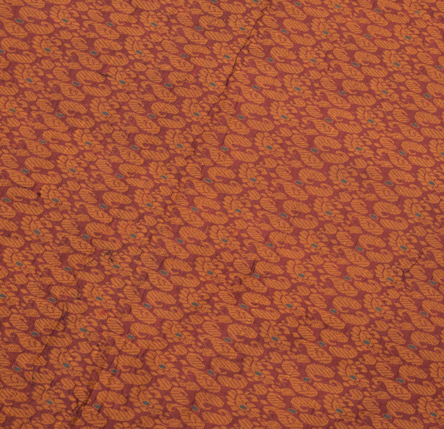 Sushila Vintage Chettinad Maroon Saree Handloom Cotton Peacock 6 YD Sari Fabric
