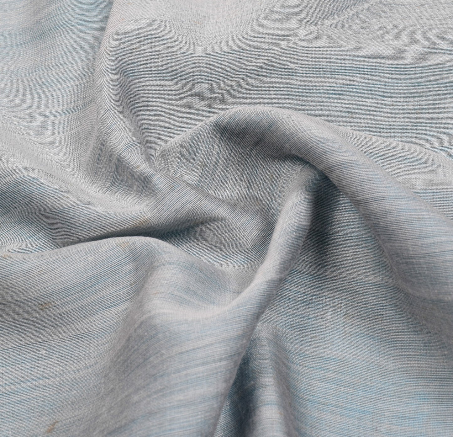 Sushila Vintage Gray Saree Turquoise Blue Pallu Handloom Art Cotton Sari Fabric