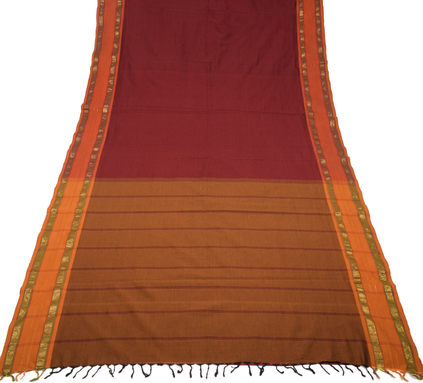 Sushila Vintage Maroon Saree South Indian Handloom Pure Cotton Sari Craft Fabric