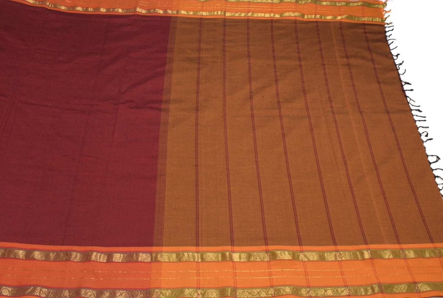 Sushila Vintage Maroon Saree South Indian Handloom Pure Cotton Sari Craft Fabric