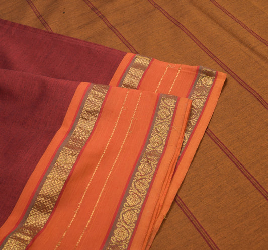 Sushila Vintage Maroon Saree South Indian Handloom Pure Cotton Sari Craft Fabric