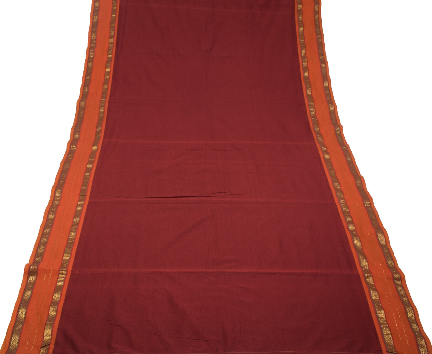Sushila Vintage Maroon Saree South Indian Handloom Pure Cotton Sari Craft Fabric