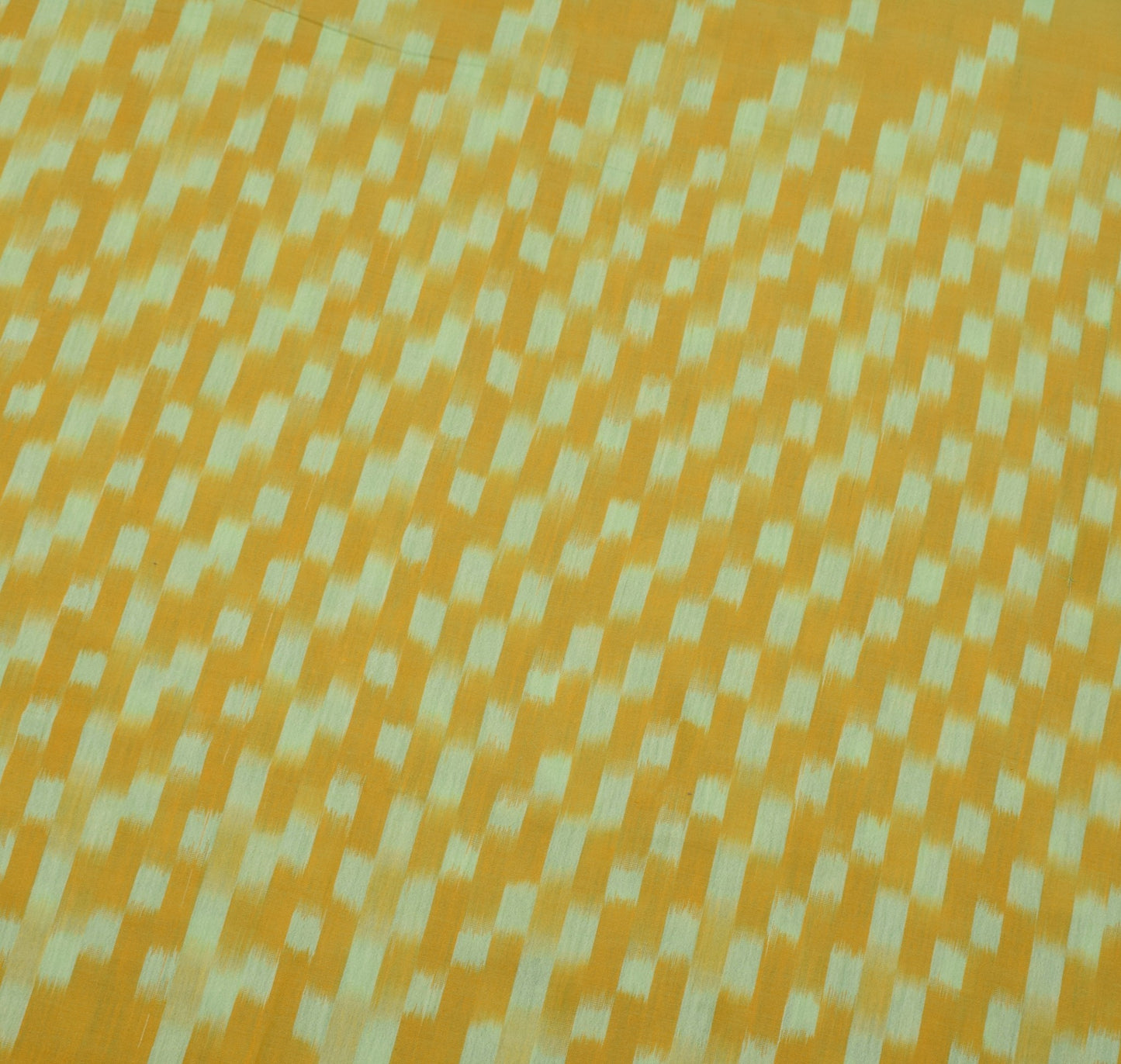 Sushila Vintage Handloom Pochampally Ikat Sari Pure Cotton Green Yellow Saree