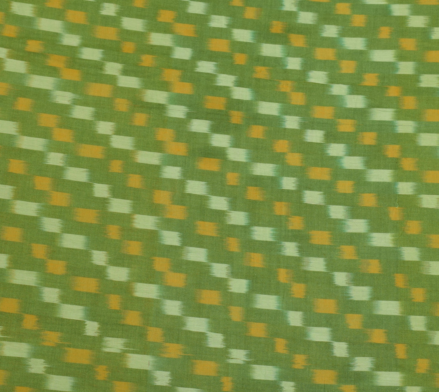 Sushila Vintage Handloom Pochampally Ikat Sari Pure Cotton Green Yellow Saree