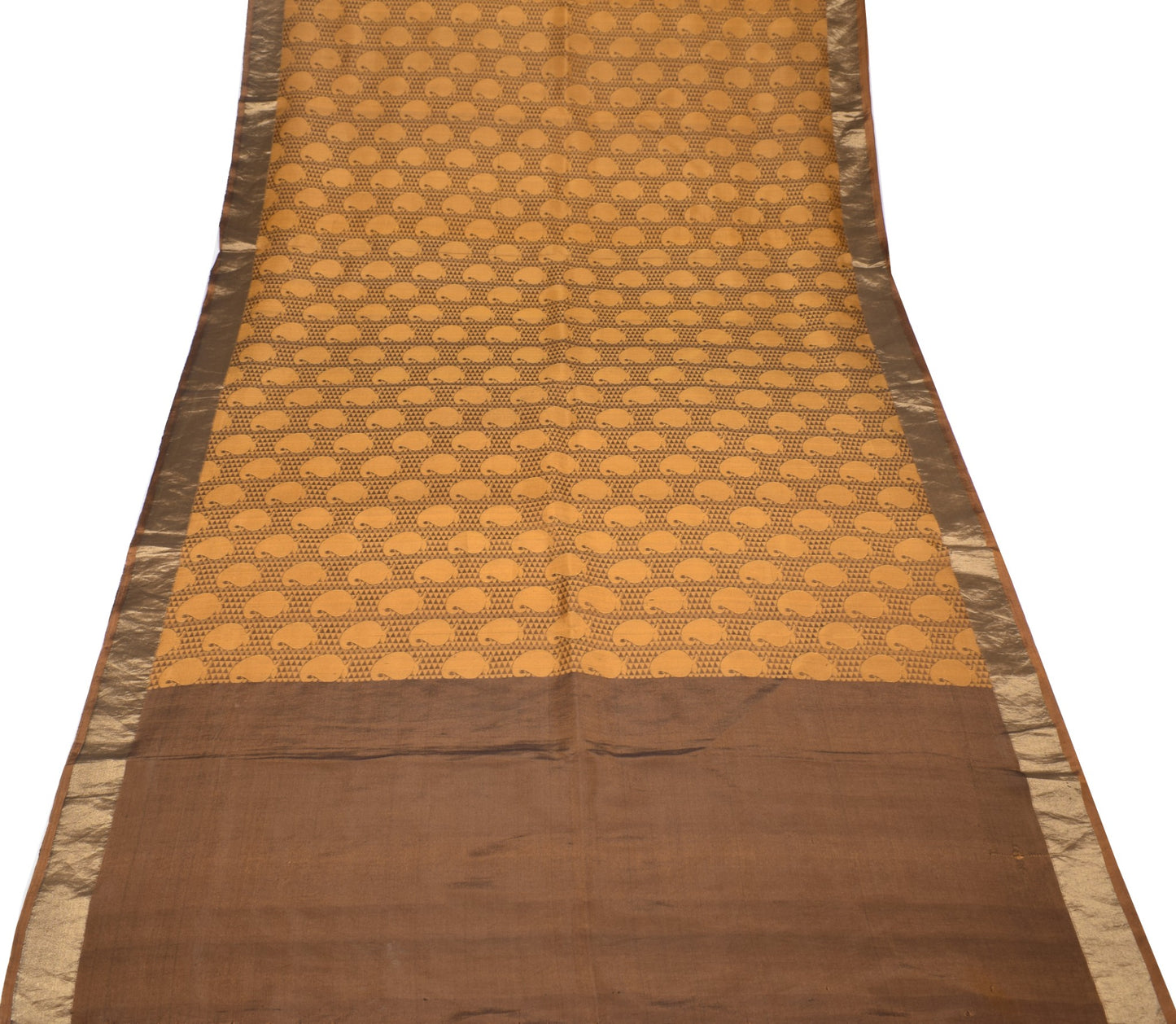 Sushila Vintage Heavy Mustard Kanjivaram Saree Pure Silk Woven Brocade 5YD Sari