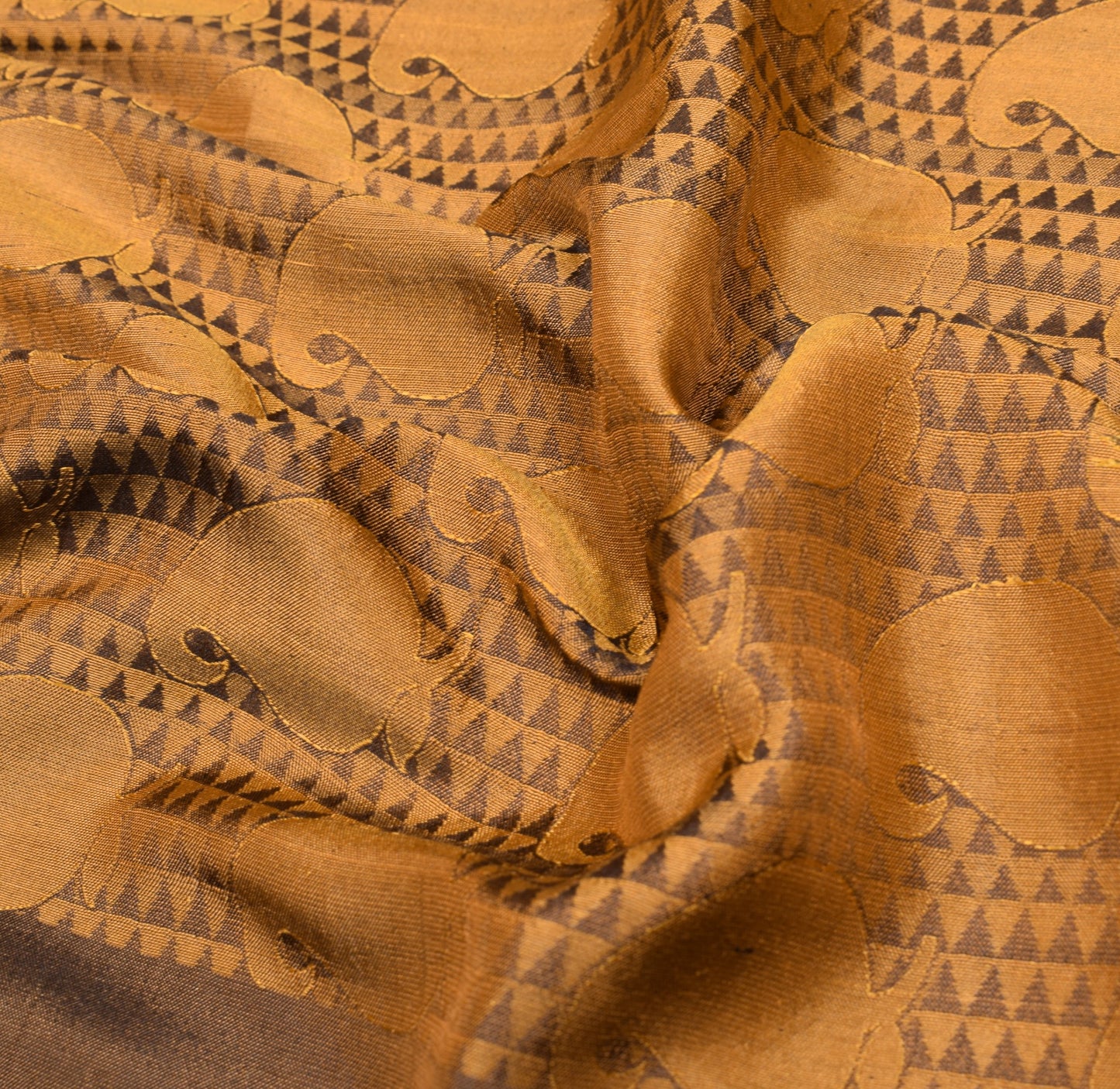 Sushila Vintage Heavy Mustard Kanjivaram Saree Pure Silk Woven Brocade 5YD Sari