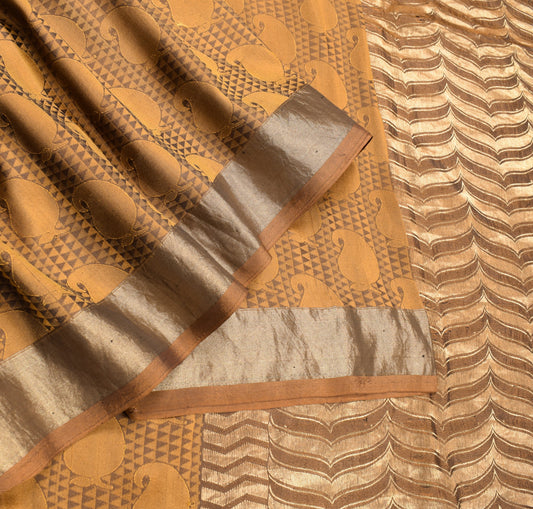 Sushila Vintage Heavy Mustard Kanjivaram Saree Pure Silk Woven Brocade 5YD Sari