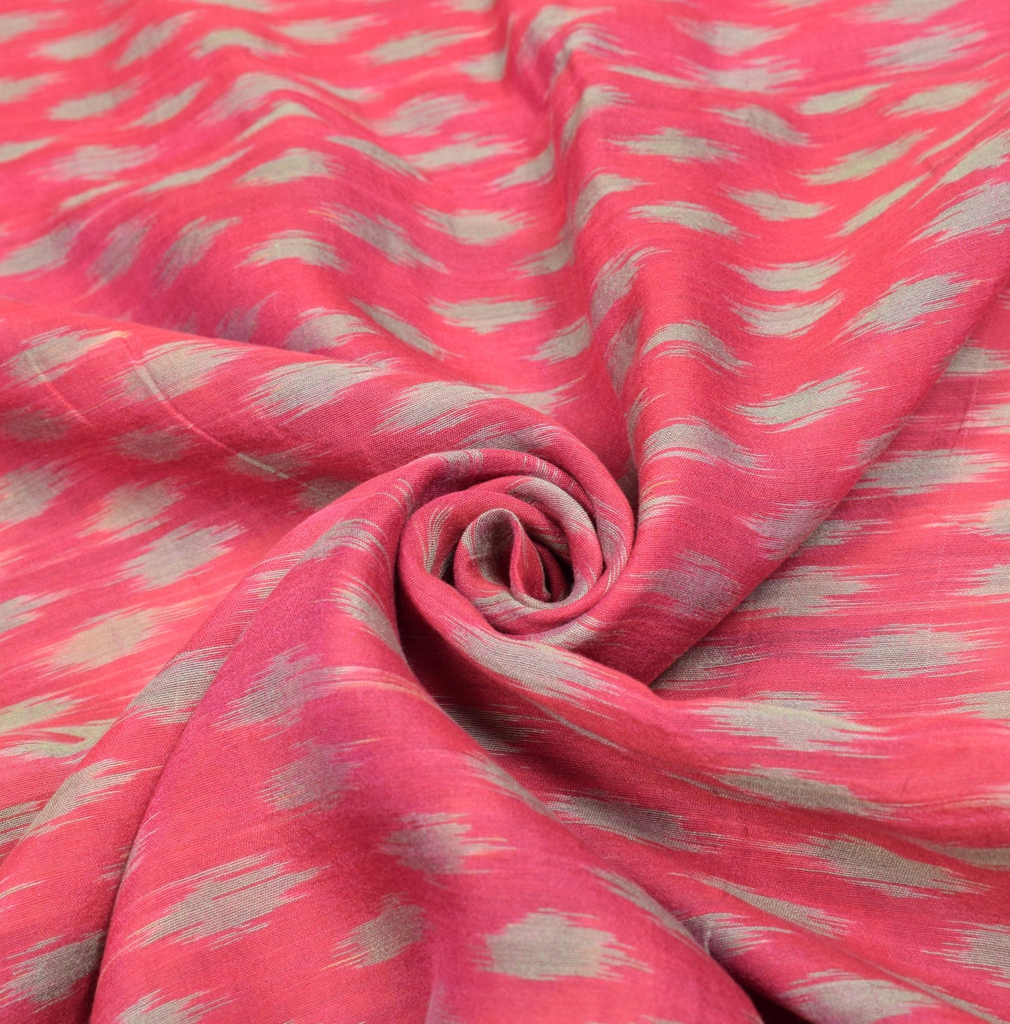 Sushila Vintage Dark Pink Saree Pochampally Handwoven Ikat Pure Cotton Silk Sari