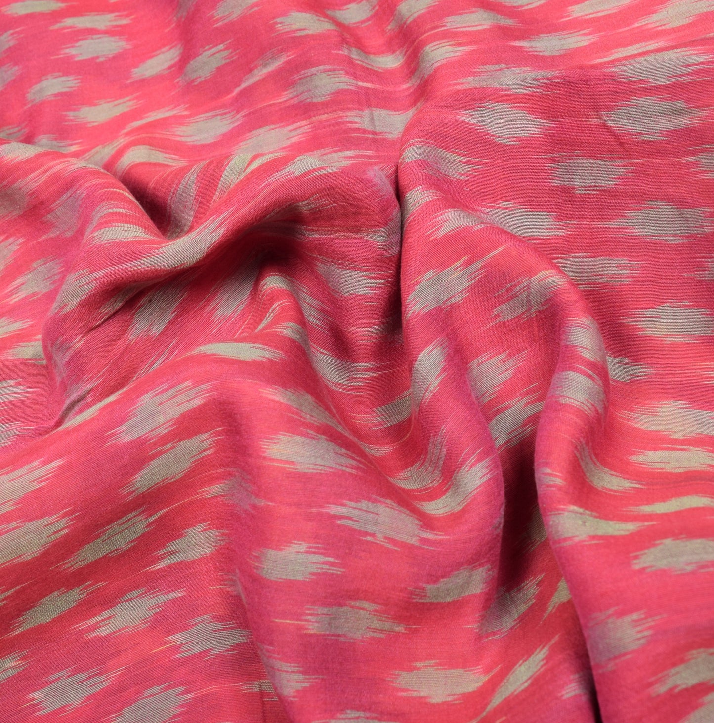 Sushila Vintage Dark Pink Saree Pochampally Handwoven Ikat Pure Cotton Silk Sari