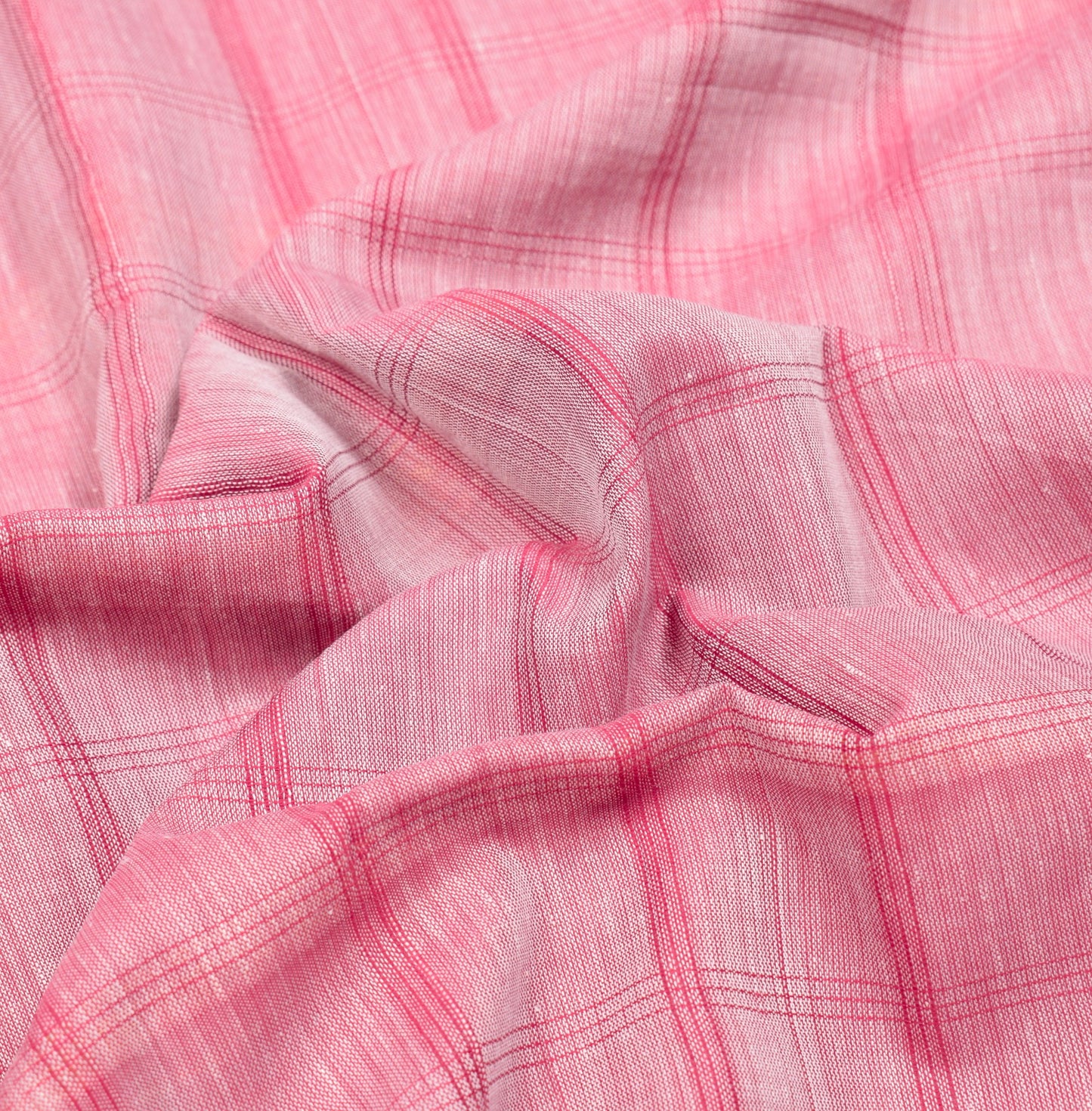 Sushila Vintage Pink Saree Art Cotton Silk Checks Body Elephant Border 6 YD Sari