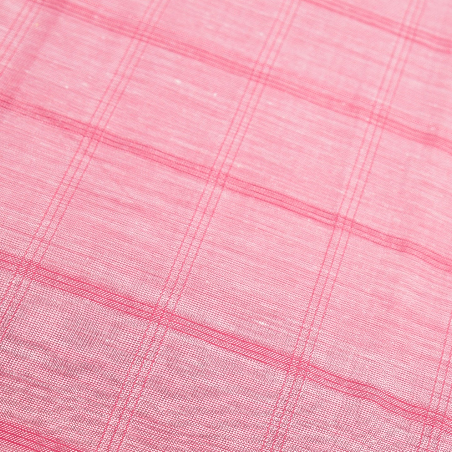Sushila Vintage Pink Saree Art Cotton Silk Checks Body Elephant Border 6 YD Sari
