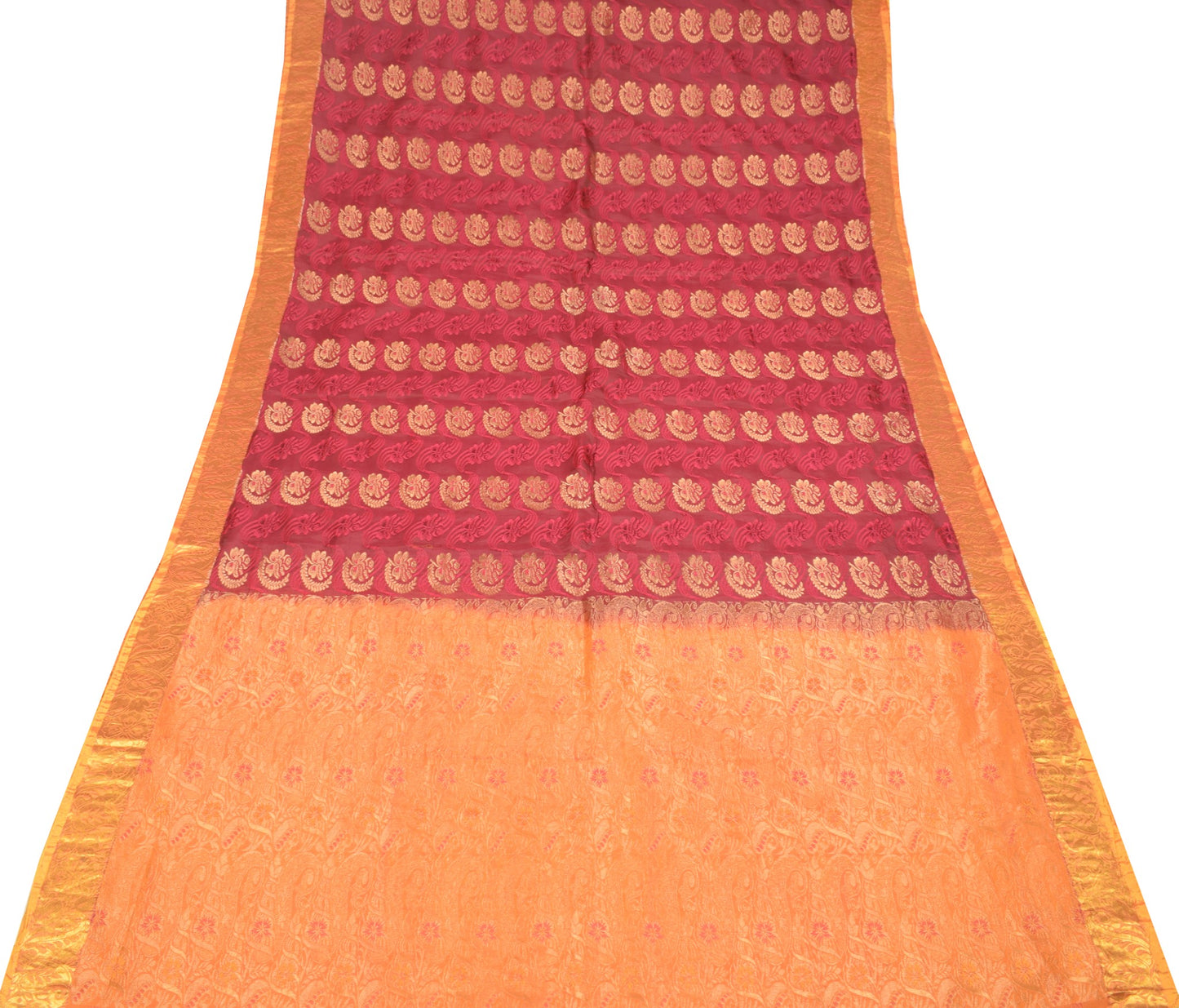Sushila Vintage Heavy Magenta Kanjivaram Saree Pure Silk Zari Woven Floral Sari