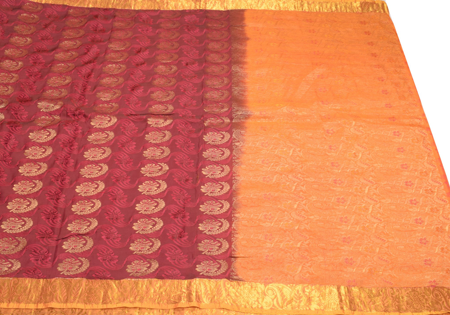 Sushila Vintage Heavy Magenta Kanjivaram Saree Pure Silk Zari Woven Floral Sari