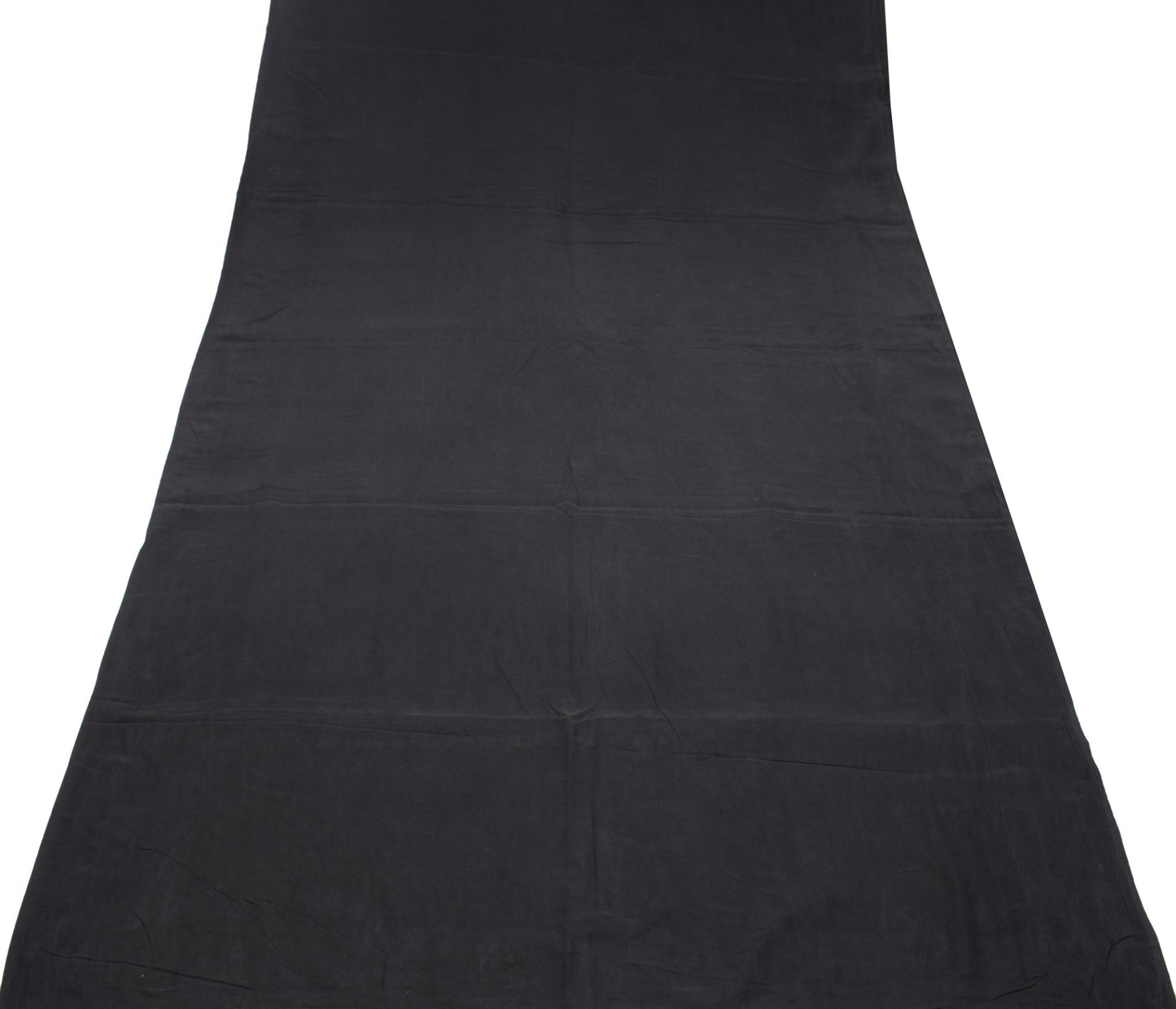Sushila Vintage Black Plain Saree Aari Work Embroidered Pure Crepe Sari Fabric