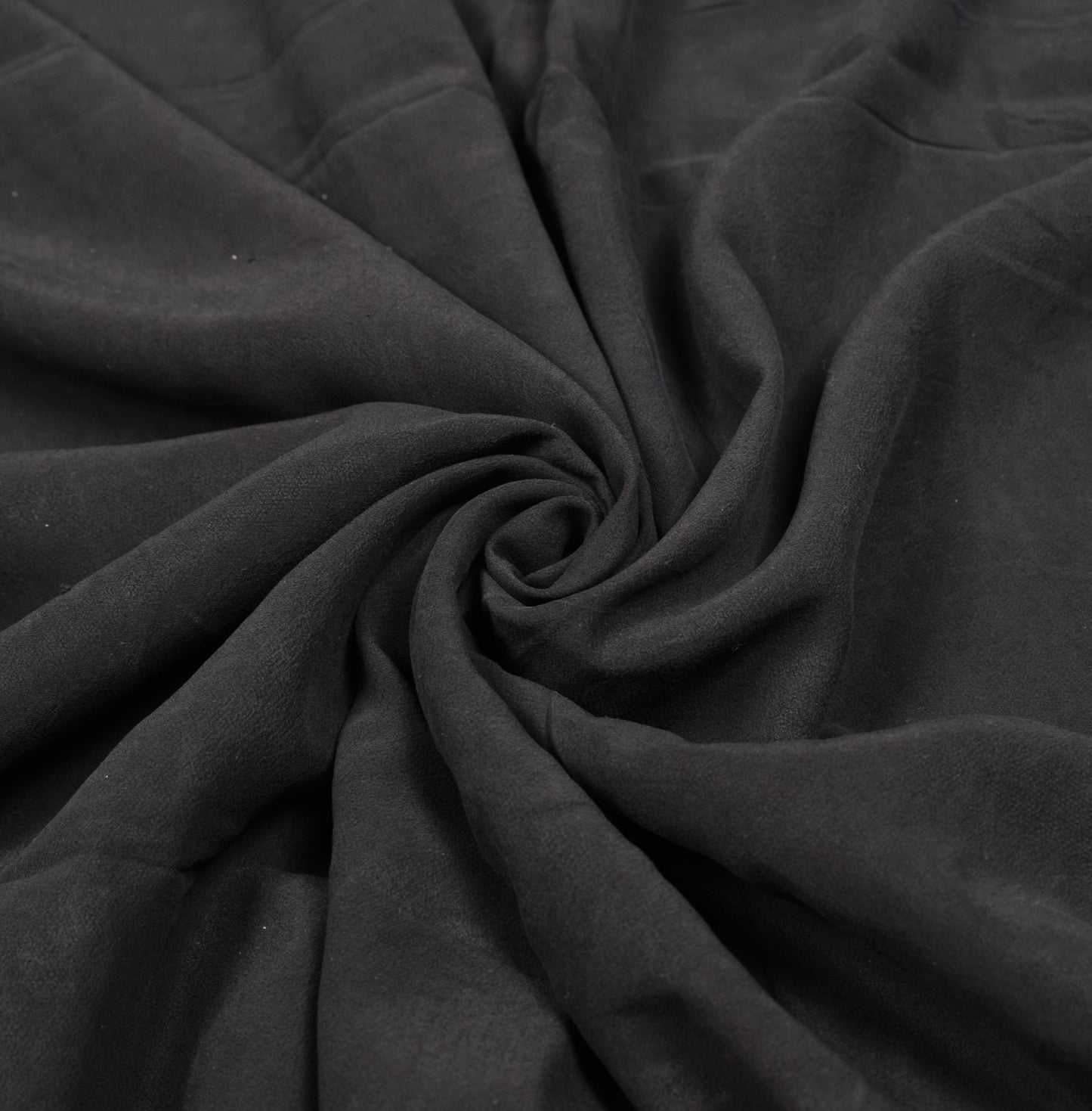 Sushila Vintage Black Plain Saree Aari Work Embroidered Pure Crepe Sari Fabric