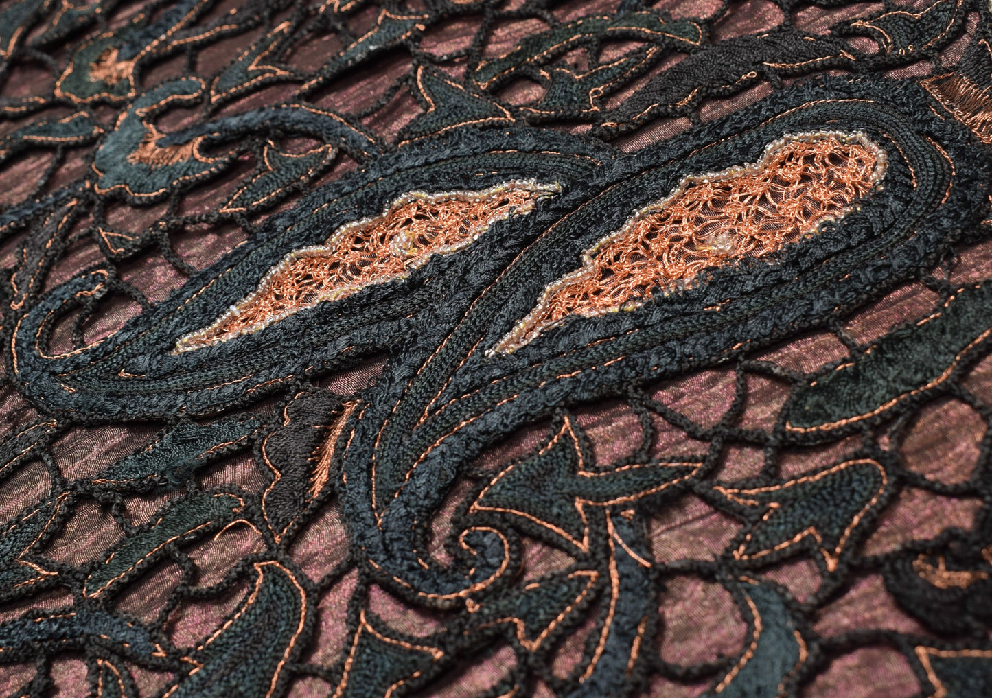 Sushila Vintage Black Plain Saree Aari Work Embroidered Pure Crepe Sari Fabric