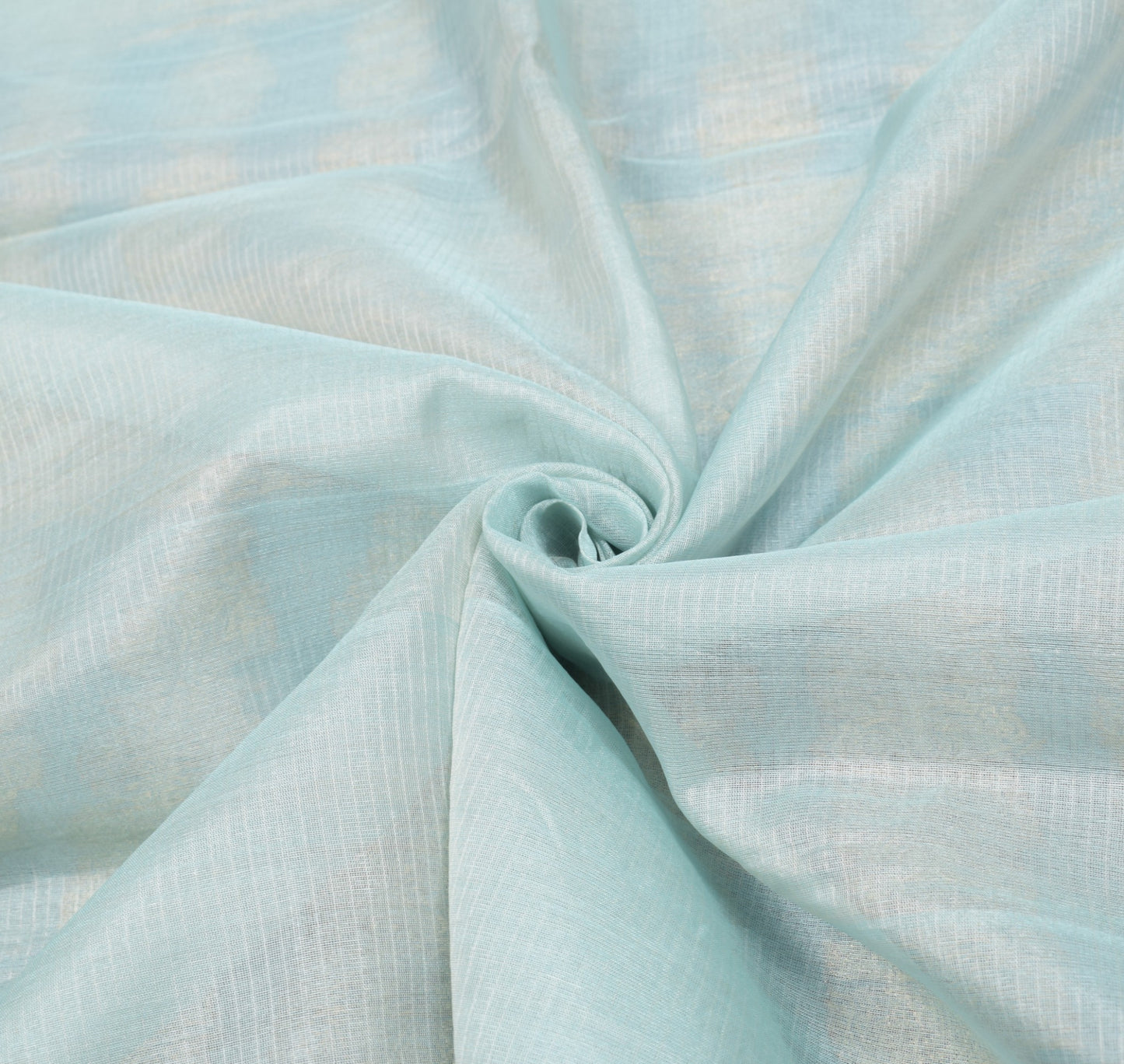 Sushila Vintage Blue Gray Saree Silver Gold Zari Woven Pure Organza Sari Fabric