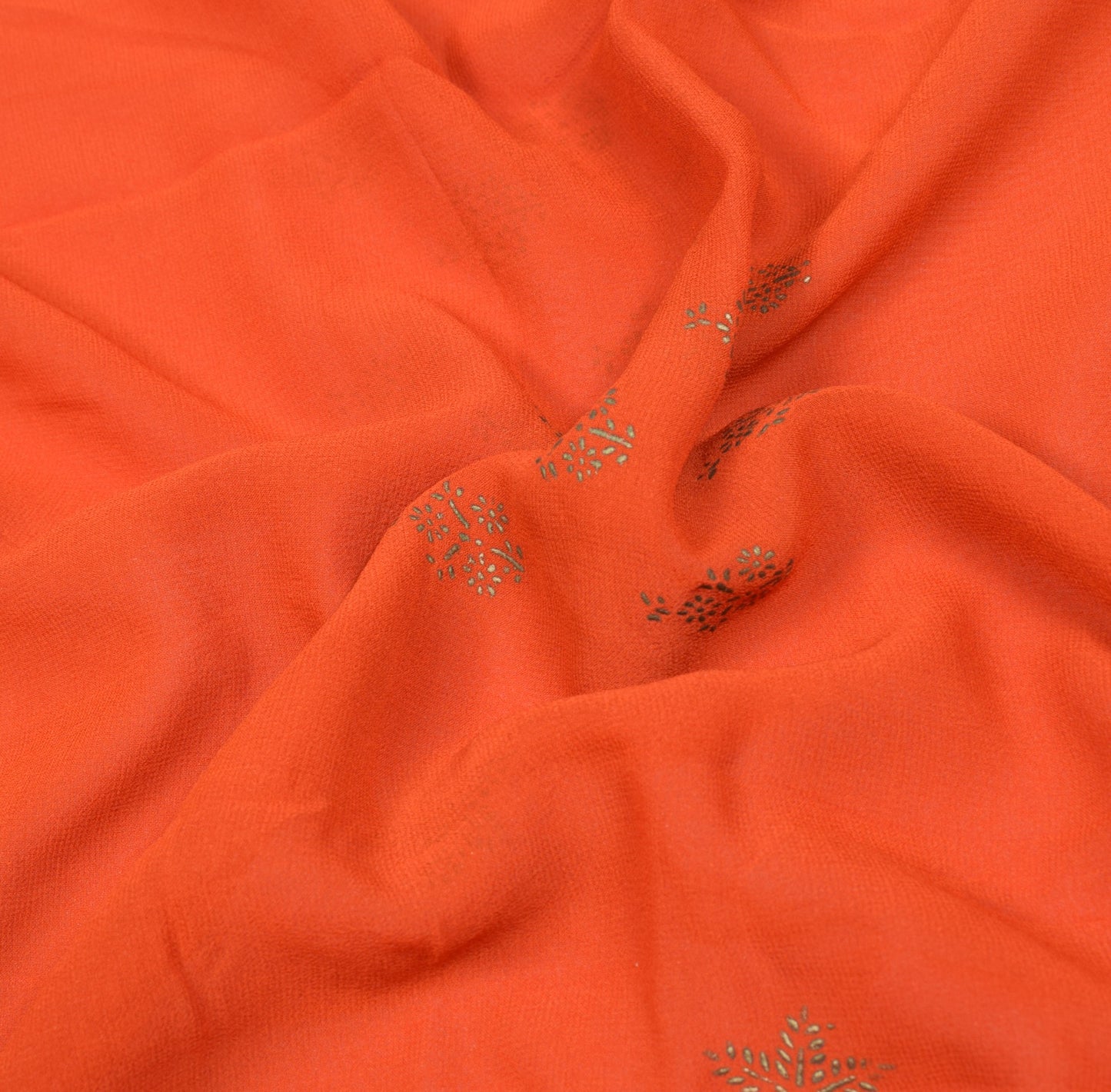 Sushila Vintage Rust Pure Georgette Saree Printed Banarasi Border Sari Fabric