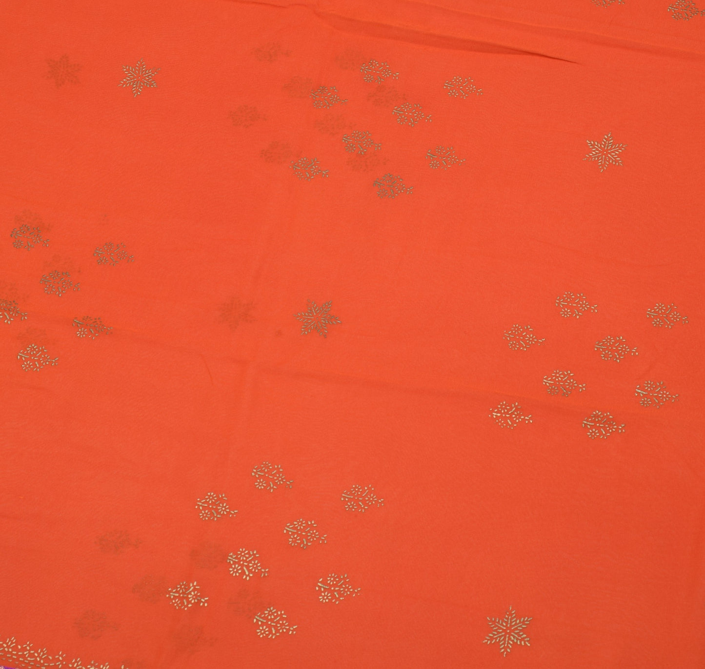 Sushila Vintage Rust Pure Georgette Saree Printed Banarasi Border Sari Fabric