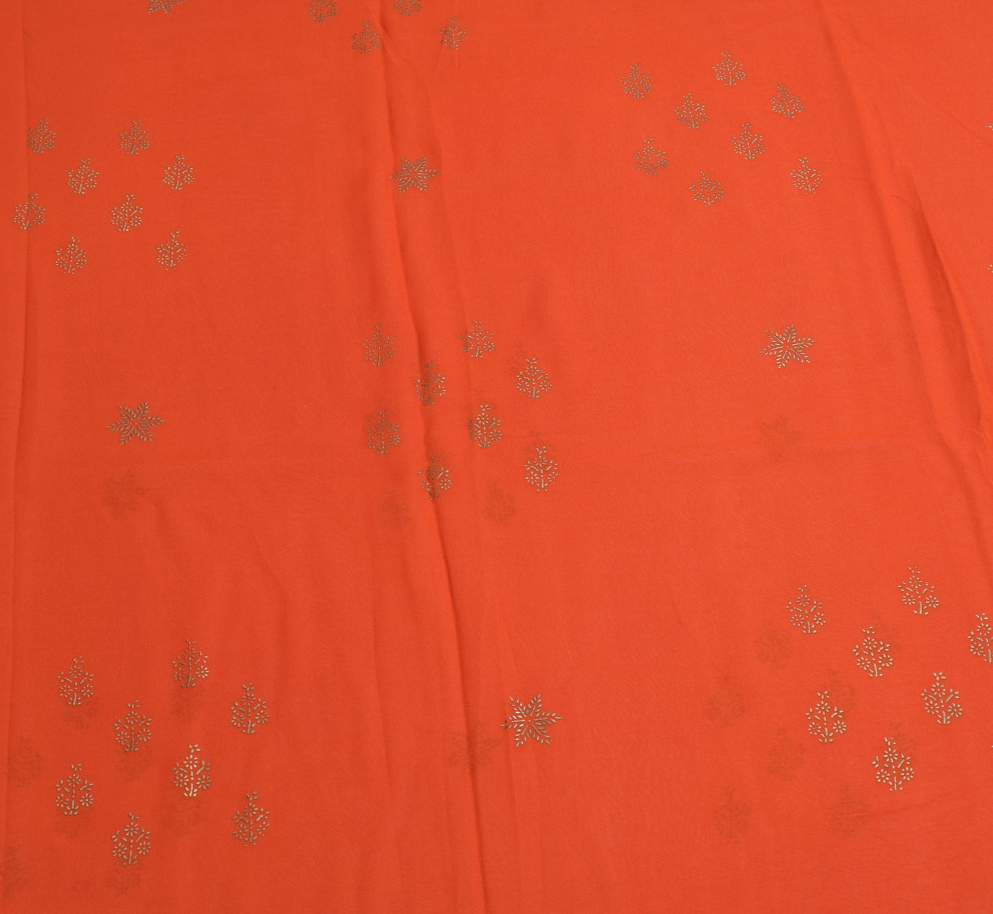 Sushila Vintage Rust Pure Georgette Saree Printed Banarasi Border Sari Fabric