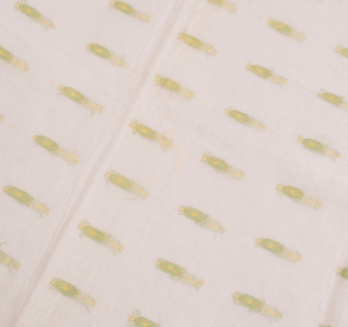 Sushila Vintage Kerala Handloom Saree Pure Cotton White Woven Sari Craft Fabric