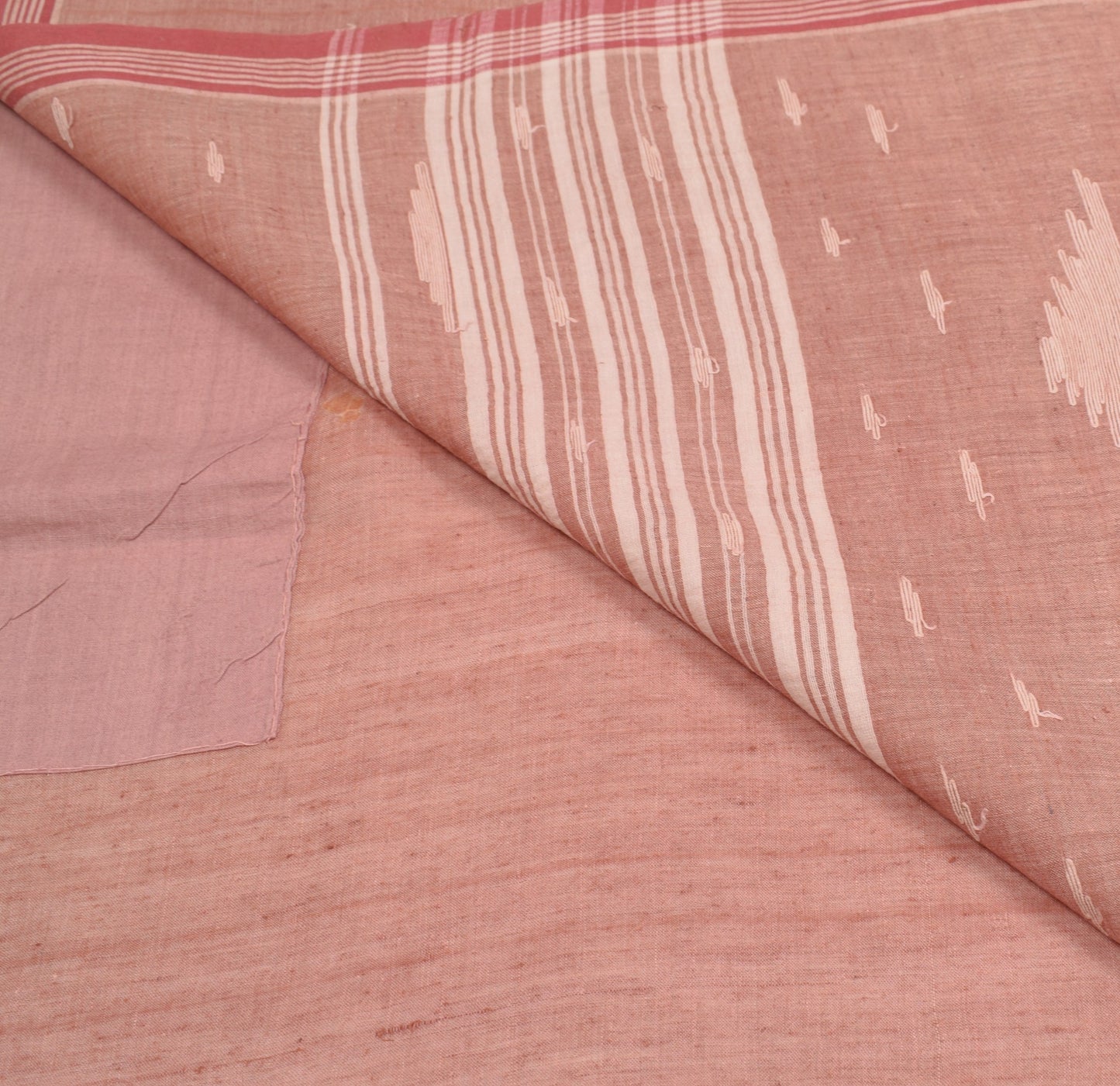 Sushila Vintage Bengal Tant Woven Saree Brown Pure Cotton Handloom Sari Fabric