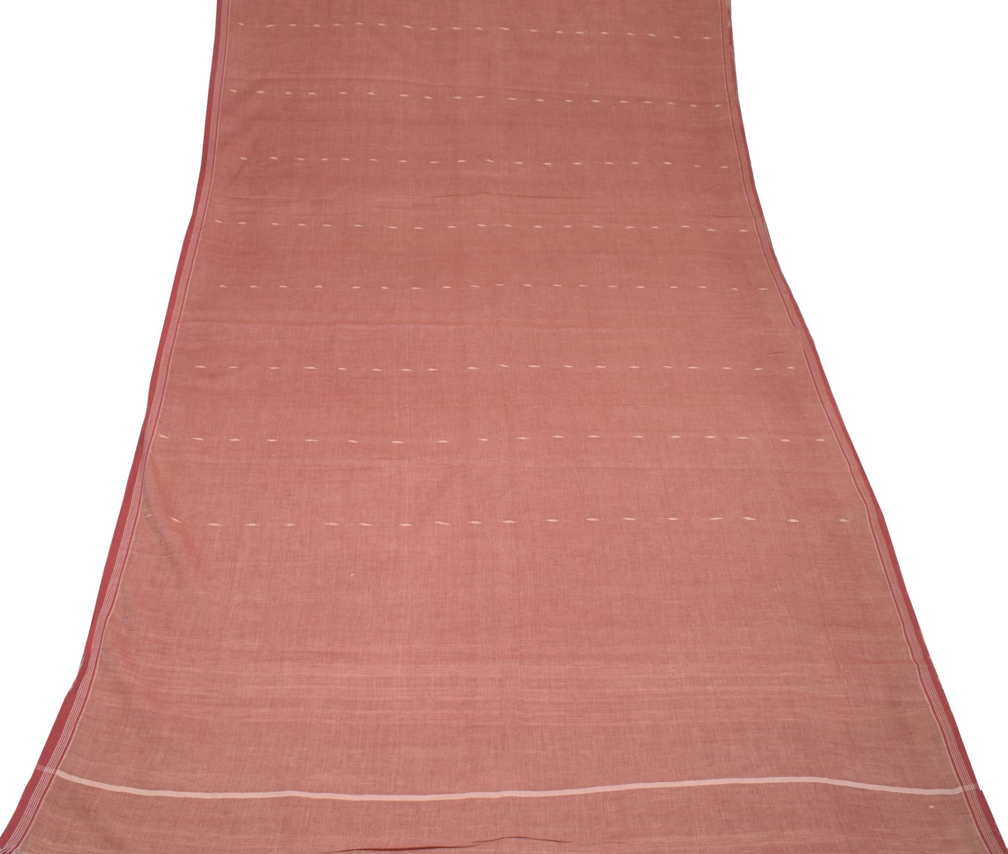 Sushila Vintage Bengal Tant Woven Saree Brown Pure Cotton Handloom Sari Fabric