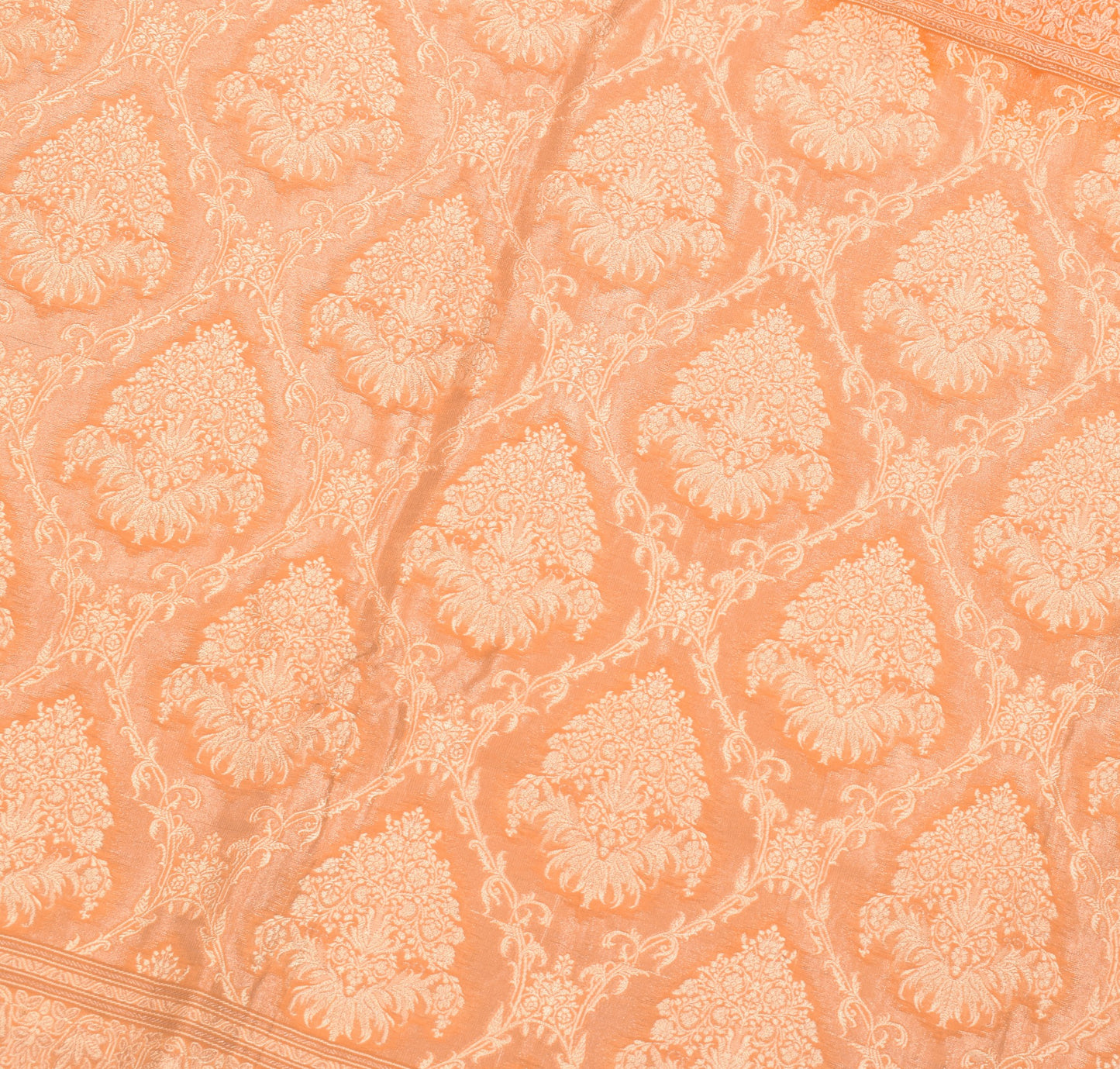 Sushila Vintage Orange Banarasi Pure Silk Saree Gold Zari Woven Sari 5Yd Fabric