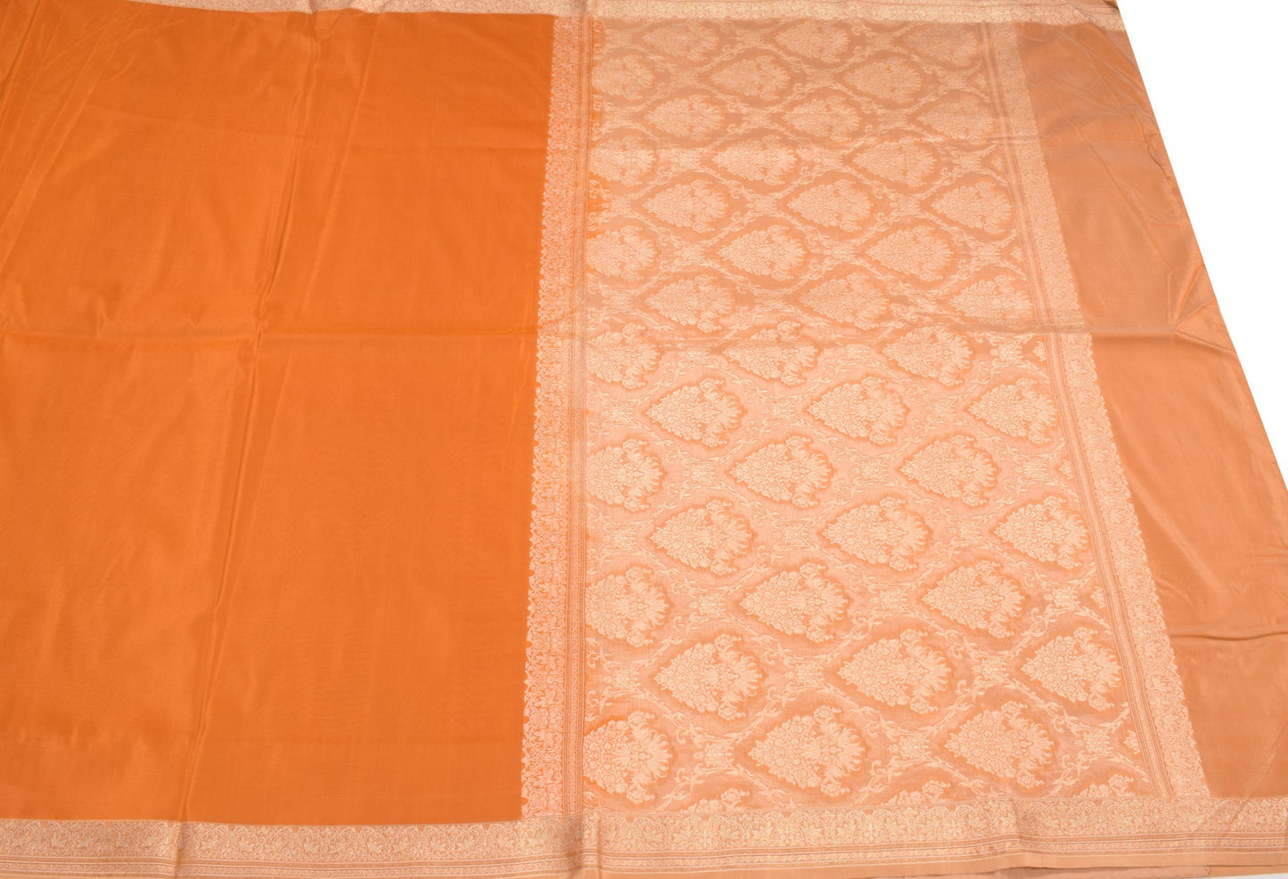 Sushila Vintage Orange Banarasi Pure Silk Saree Gold Zari Woven Sari 5Yd Fabric