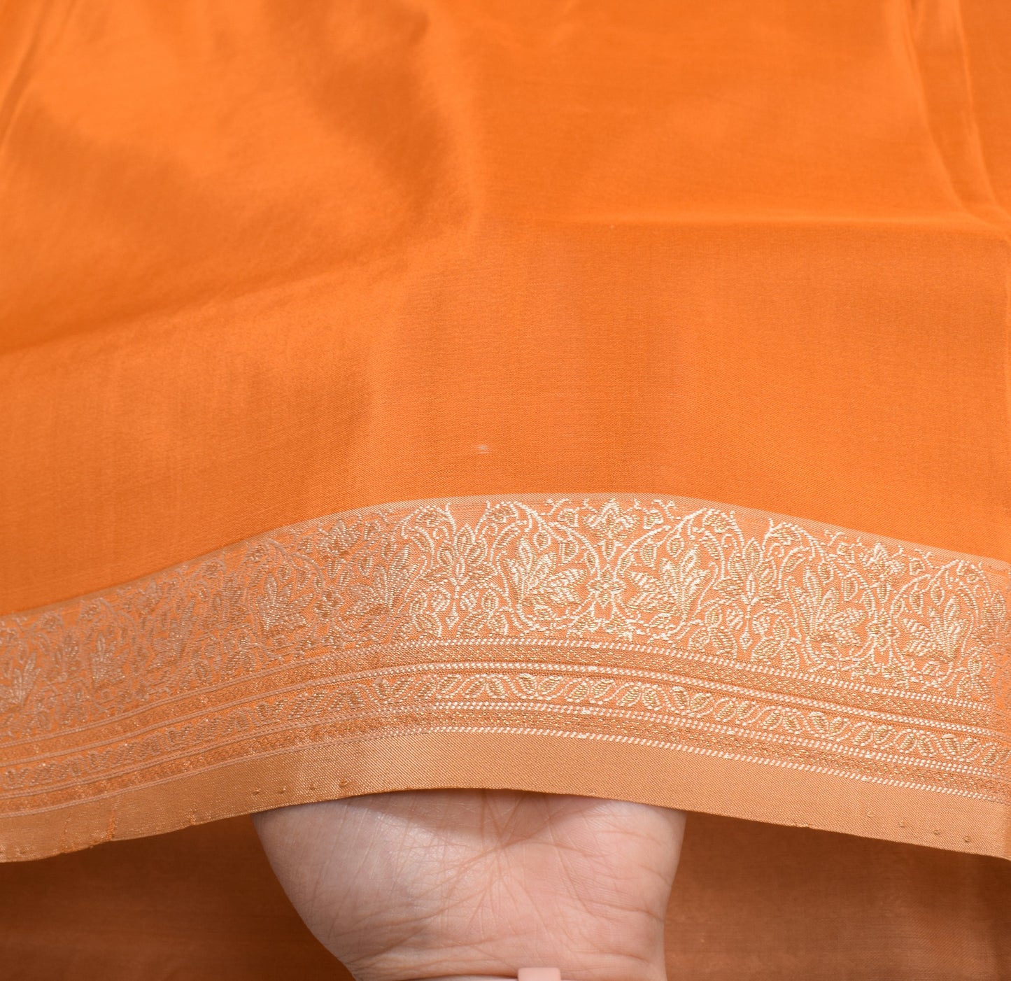 Sushila Vintage Orange Banarasi Pure Silk Saree Gold Zari Woven Sari 5Yd Fabric
