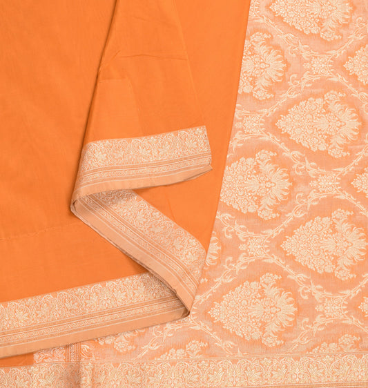 Sushila Vintage Orange Banarasi Pure Silk Saree Gold Zari Woven Sari 5Yd Fabric