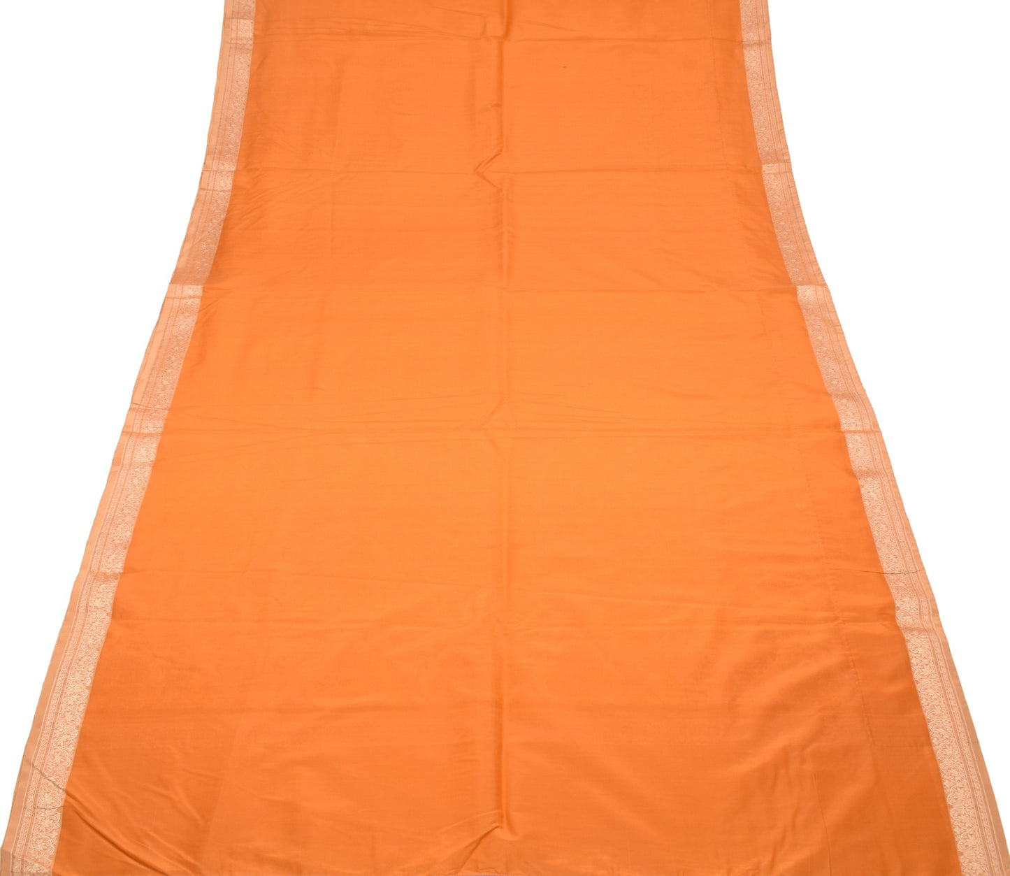 Sushila Vintage Orange Banarasi Pure Silk Saree Gold Zari Woven Sari 5Yd Fabric