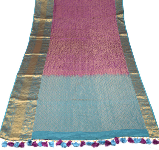 Sushila Vintage Purple kanjivaram Saree Pure Silk Zari Woven HEAVY Sari Fabric