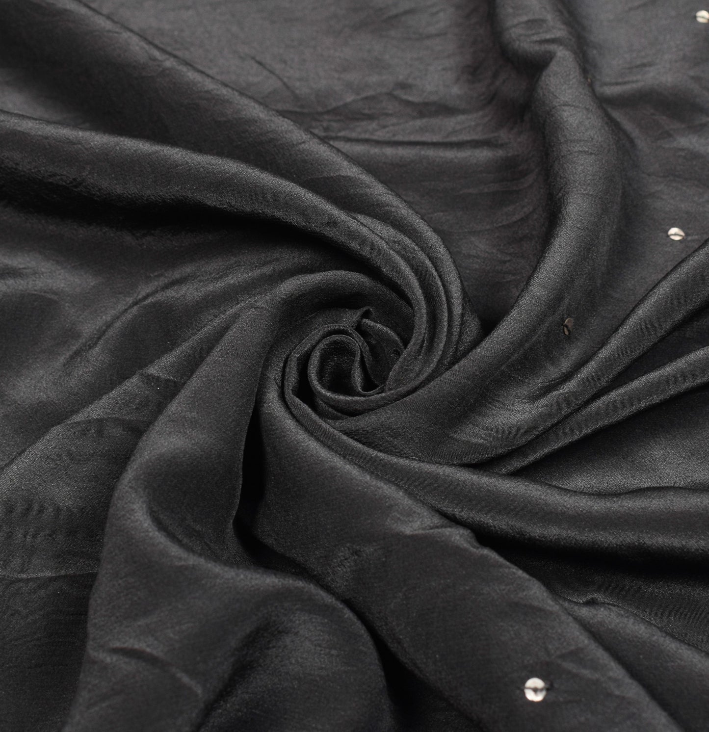 Sushila Vintage HEAVY Black Saree Pure Crepe Silk HandBeaded Zardozi Sari Fabric