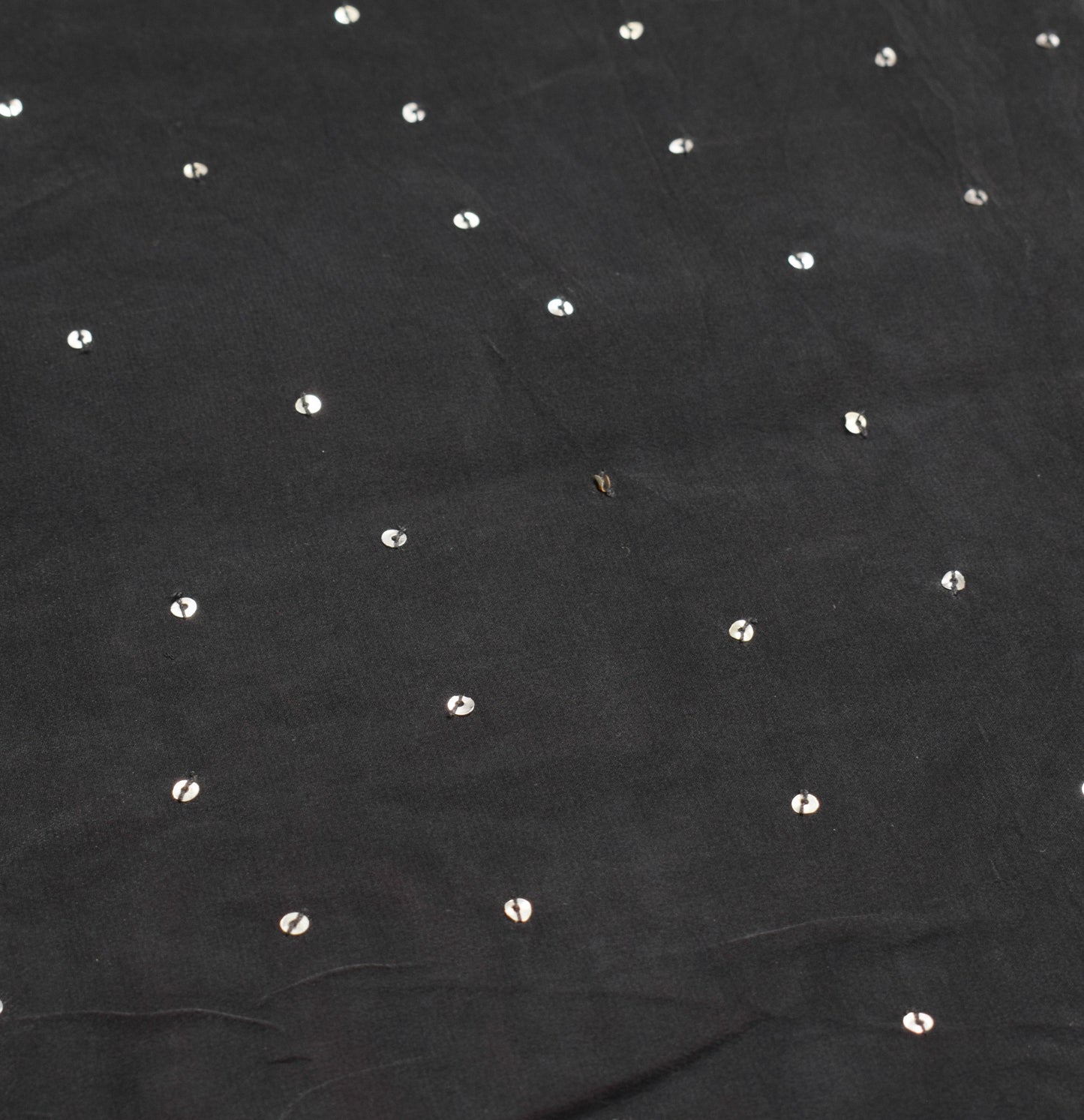 Sushila Vintage HEAVY Black Saree Pure Crepe Silk HandBeaded Zardozi Sari Fabric