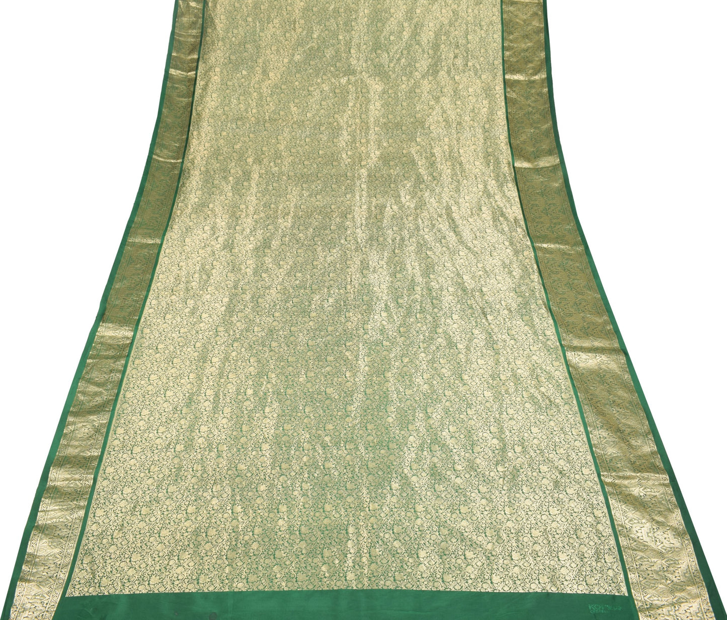 Sushila Vintage Green Banarasi Brocade Saree Pure Silk Gold Zari HEAVY 5YD Sari