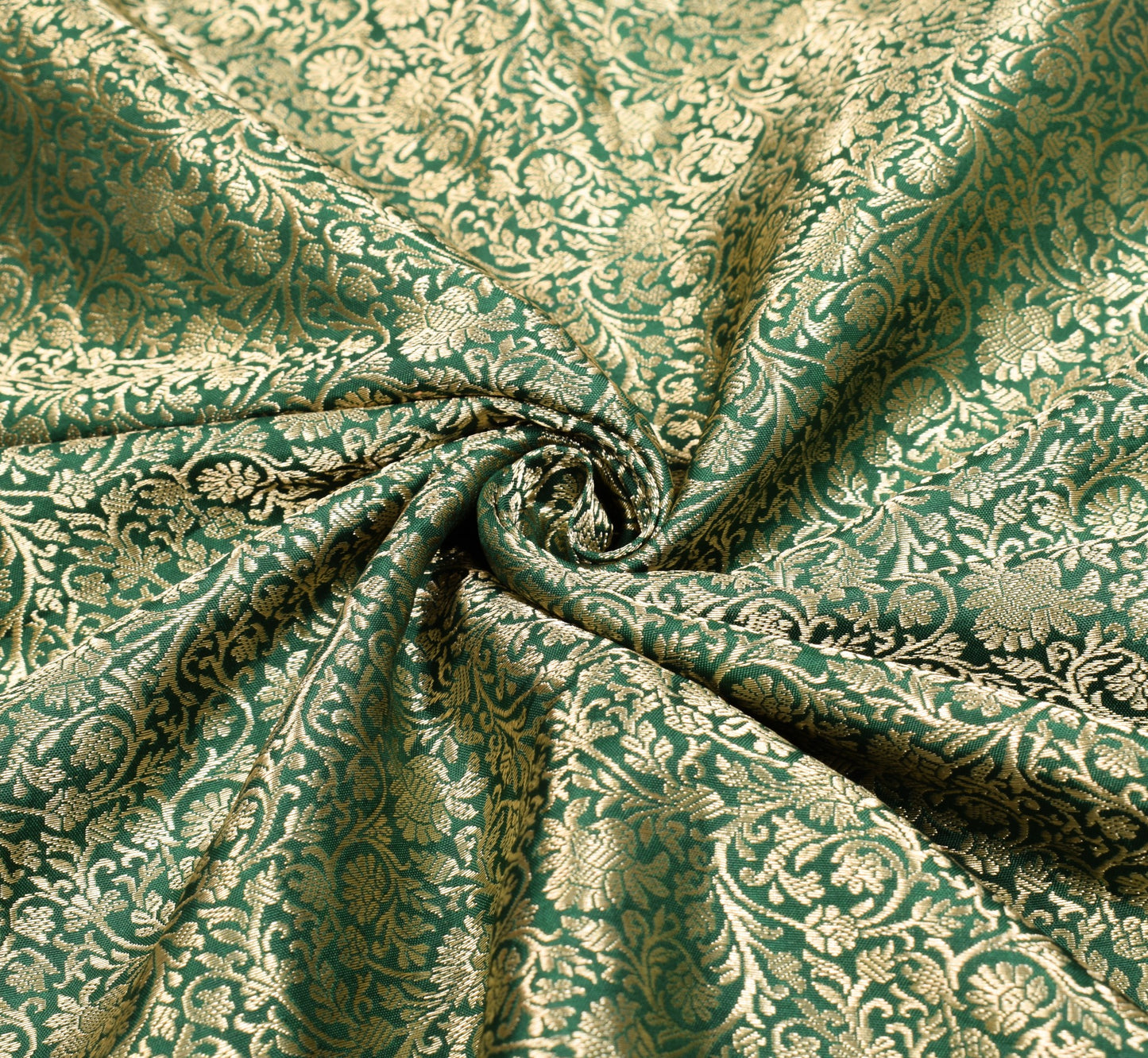 Sushila Vintage Green Banarasi Brocade Saree Pure Silk Gold Zari HEAVY 5YD Sari
